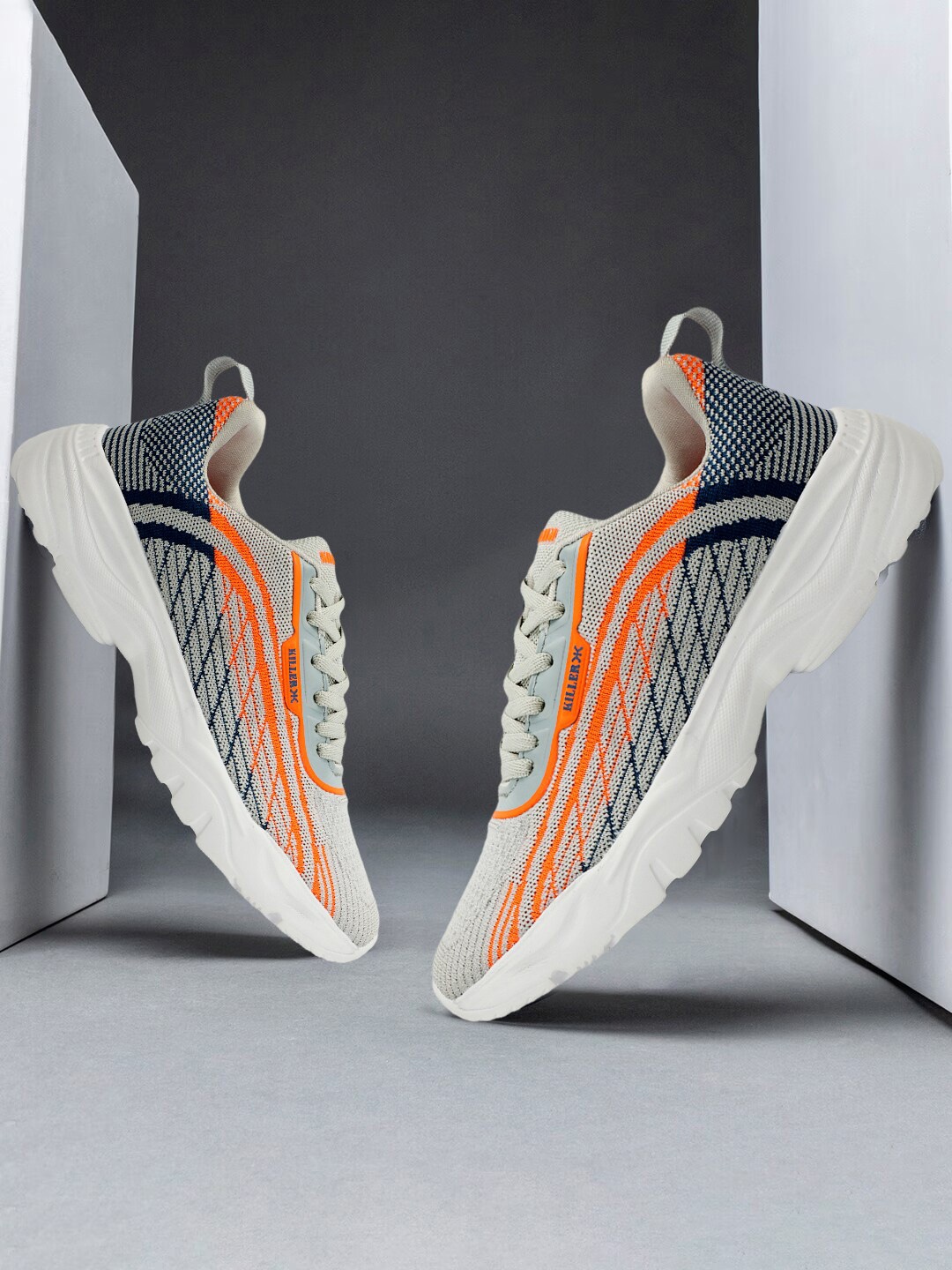 

Killer Men Textured Lace-Up Running Shoes, White