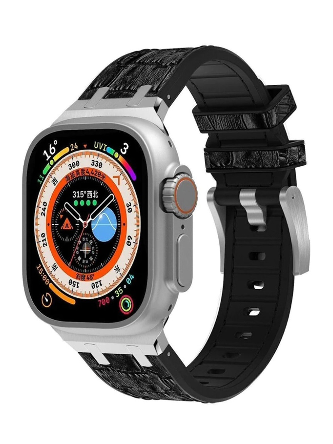 

PEEPERLY Men Urban Craft Fusion Guard Leather Apple Watch Strap, Black
