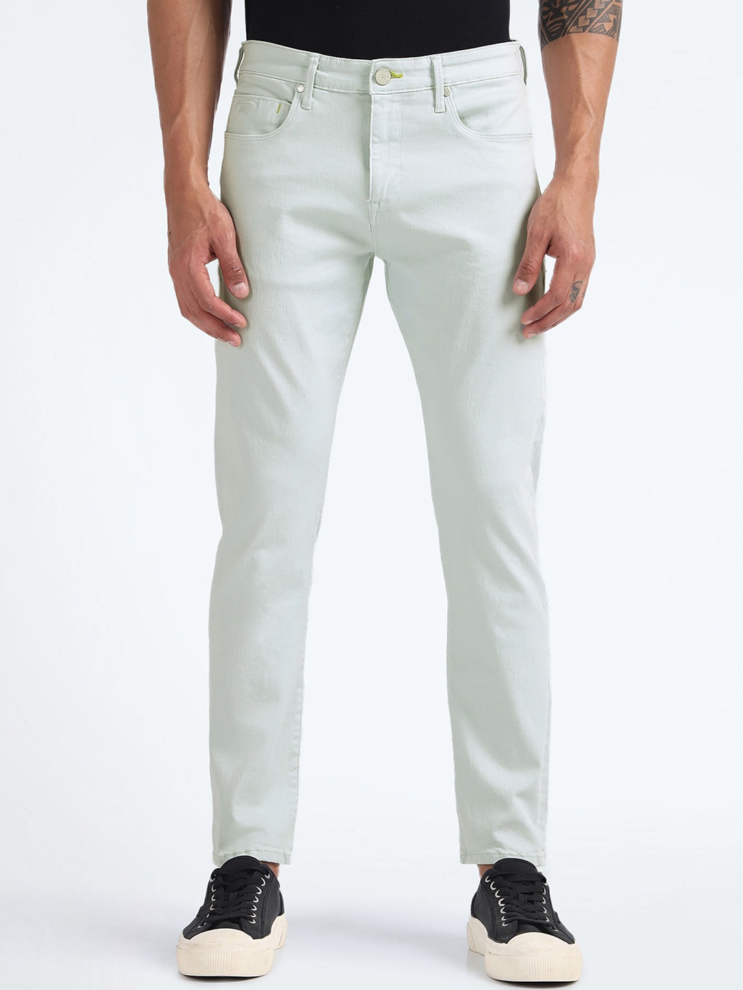 

Flying Machine Men Tapered Fit Clean Look Stretchable Jeans, Blue