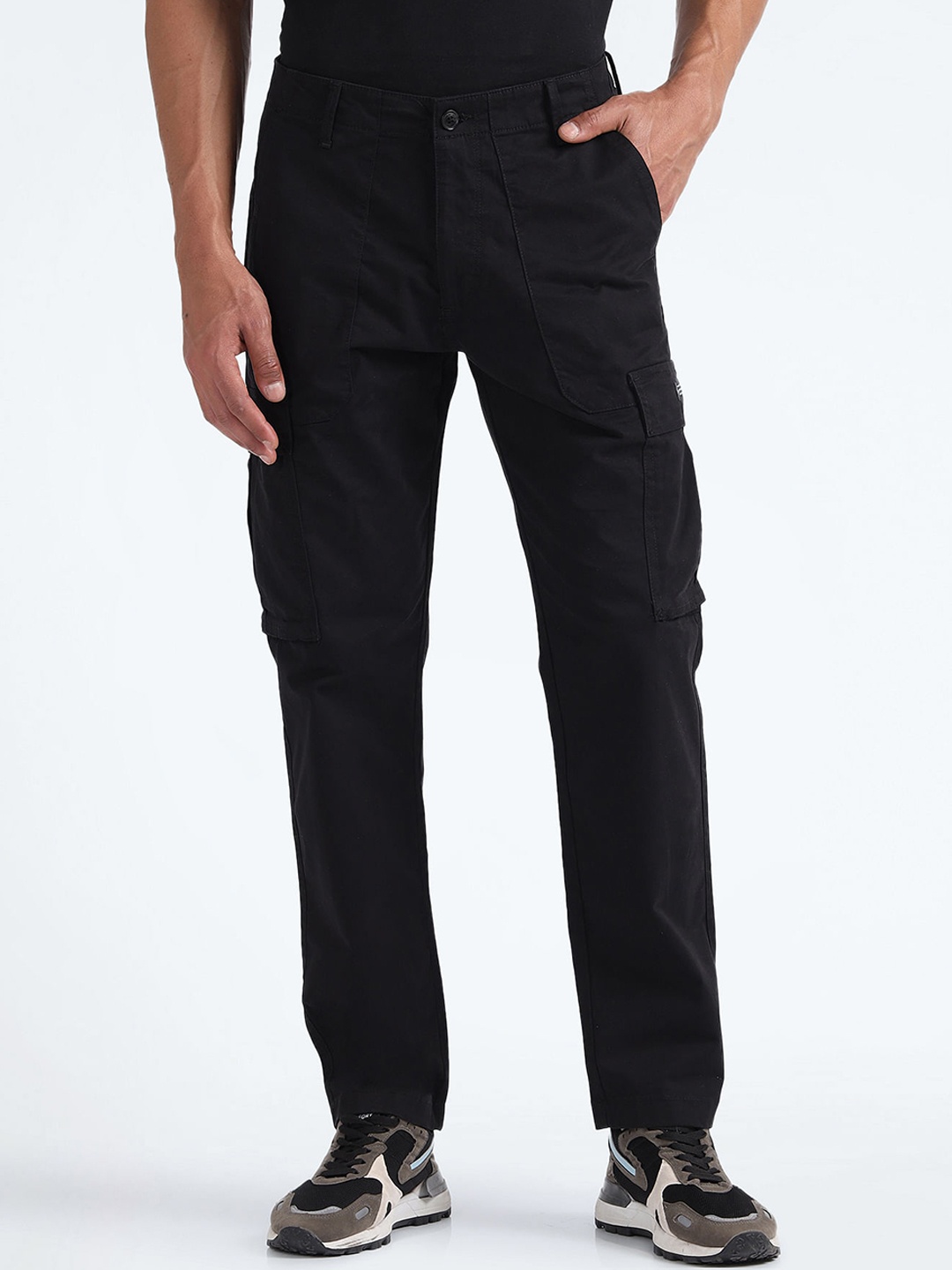

Flying Machine Men Mid-Rise Cargos, Black