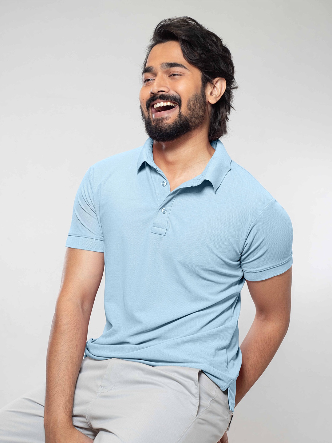 

Beyoung Polo Collar Cotton T-shirt, Blue