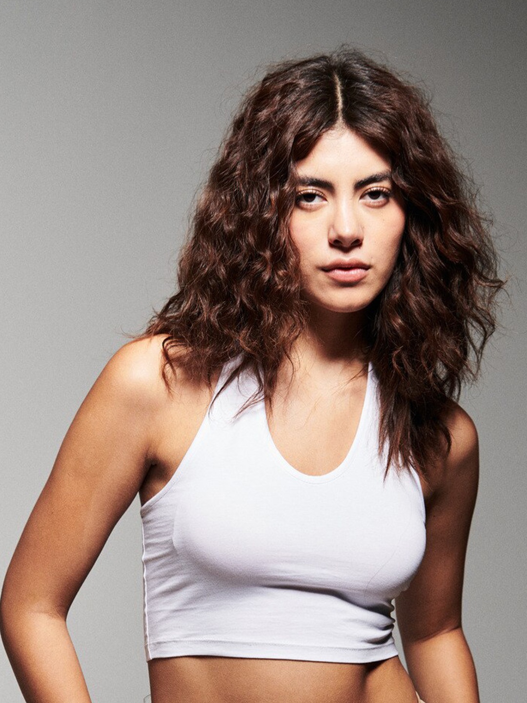 

SOTBELLA Halter Neck Cotton Tank Crop Top, White
