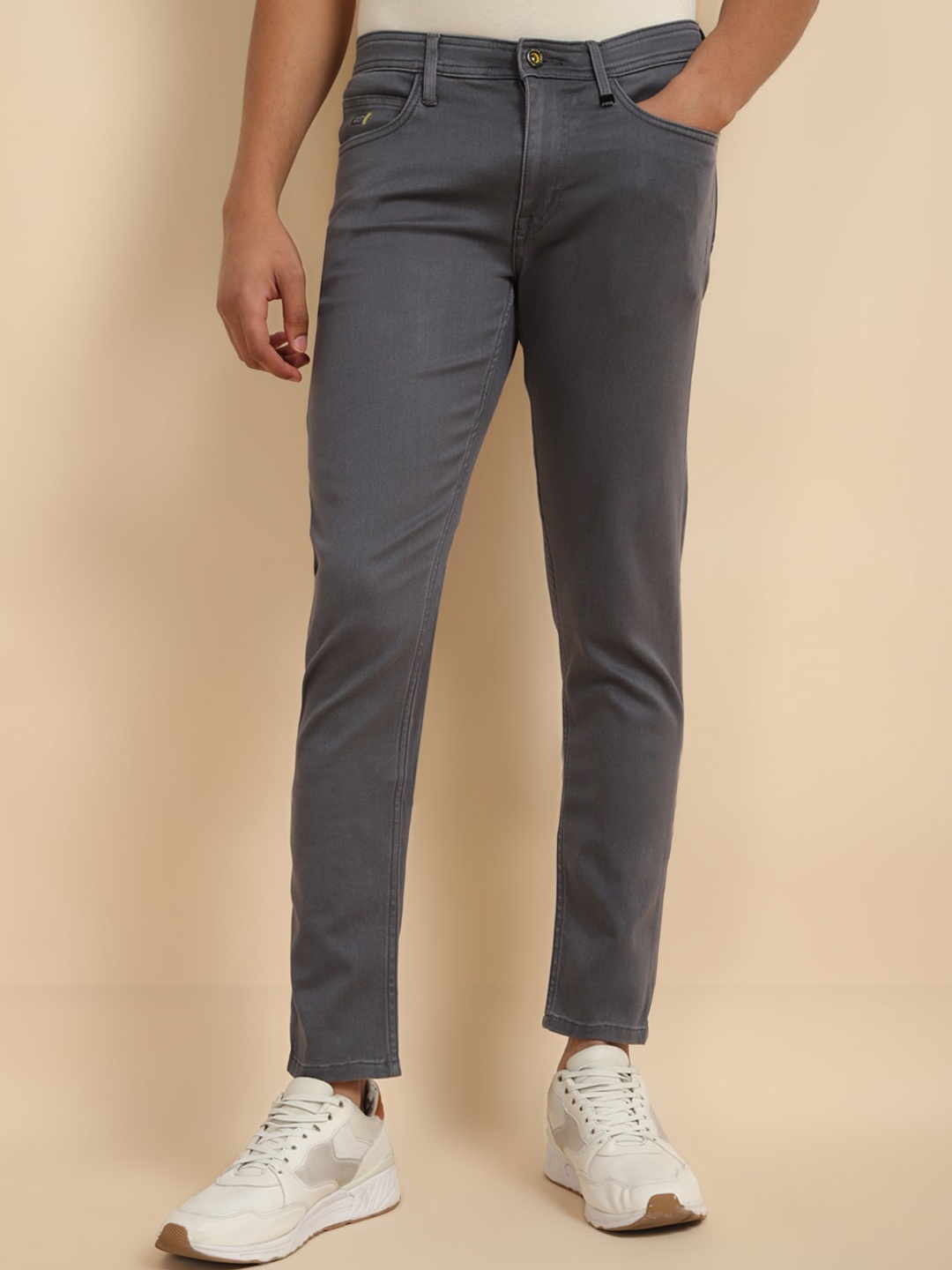 

Allen Solly Men Slim Fit Mid-Rise Dark Shade Clean Look Stretchable Jeans, Grey