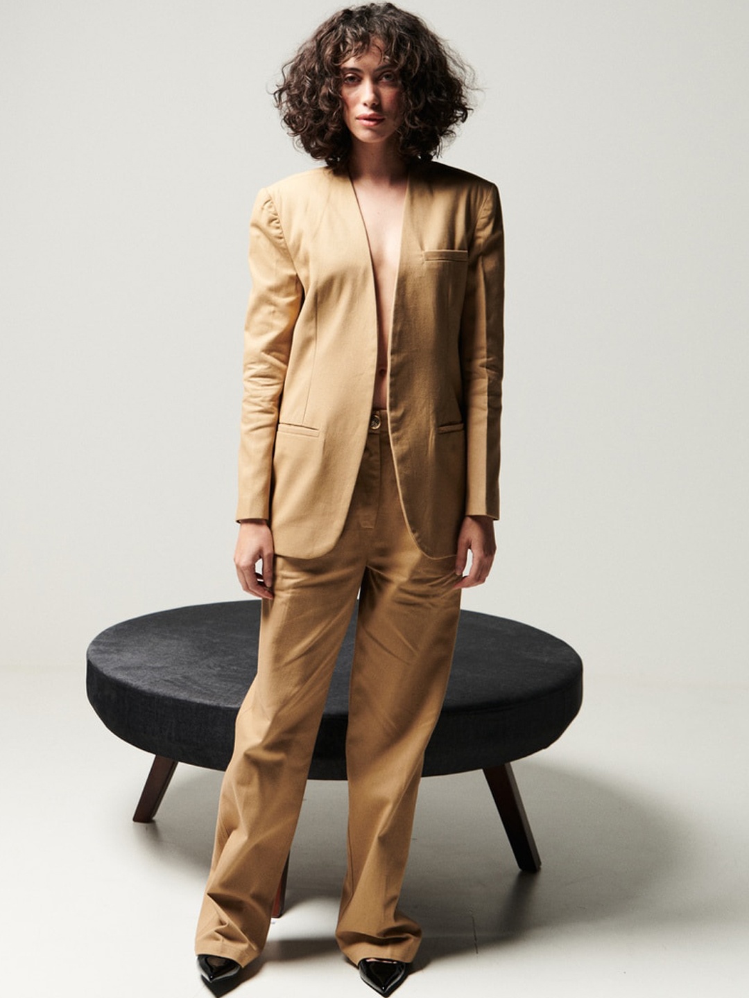 

SOTBELLA Cotton Coat with Trousers Co-ords, Beige