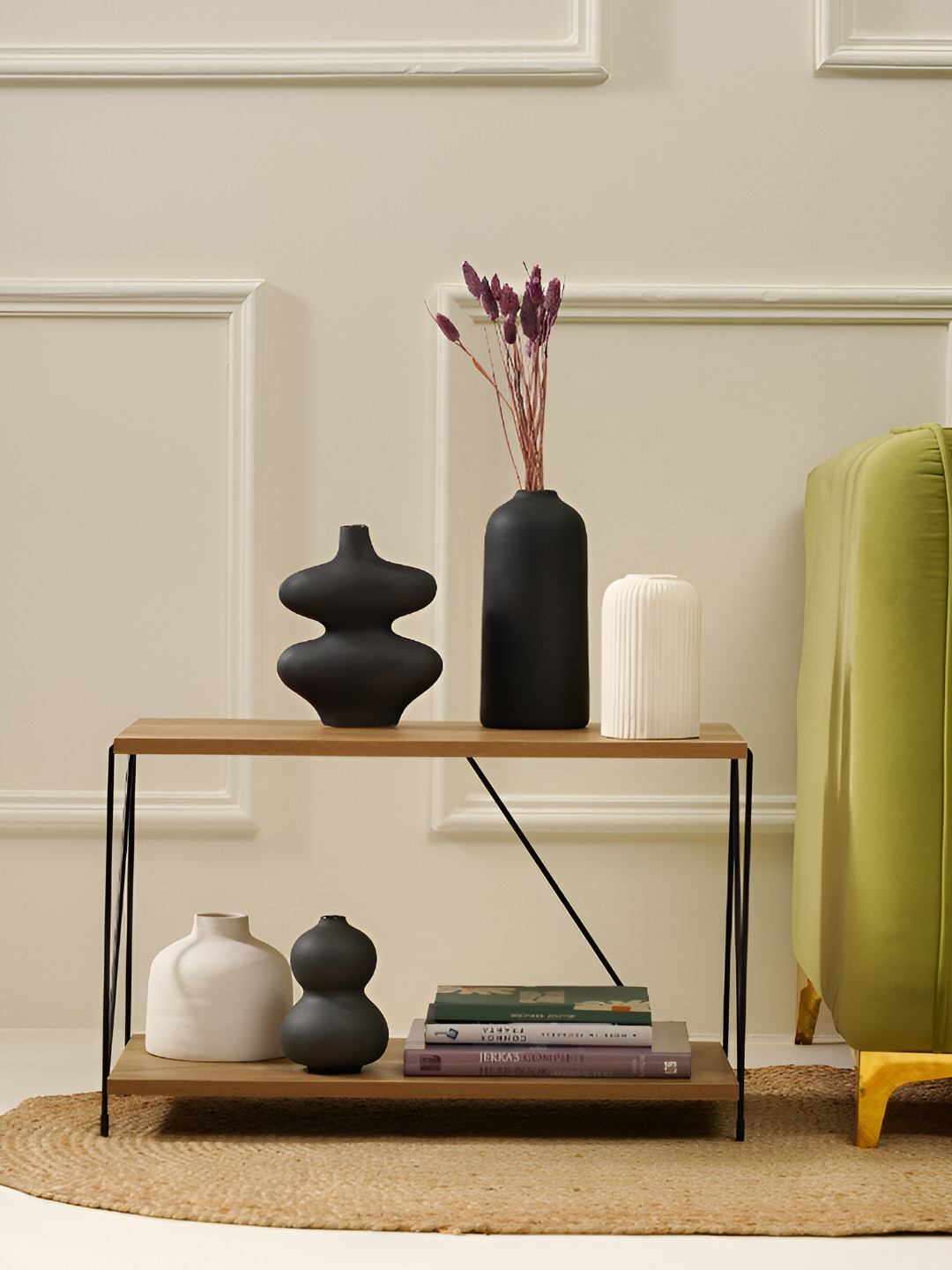 

PUREZENTO Black & White 5 Pcs Chess Farmhouse Ceramic Flower Vases