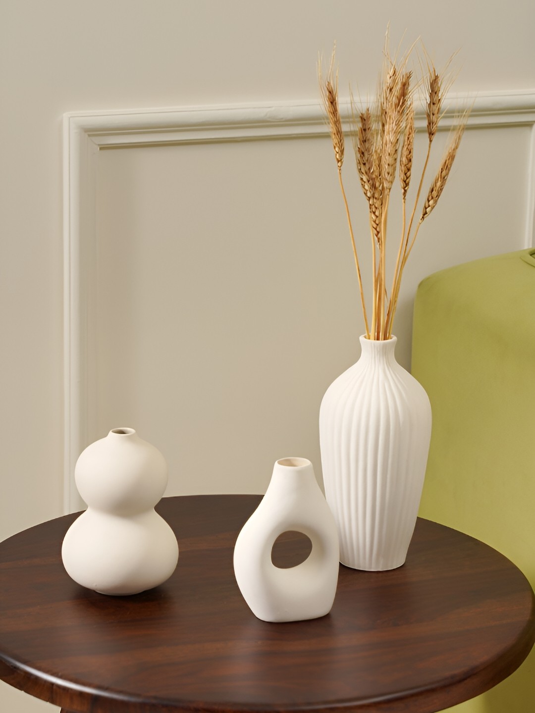 

PUREZENTO White 3 Pieces Ceramic Flower Vases