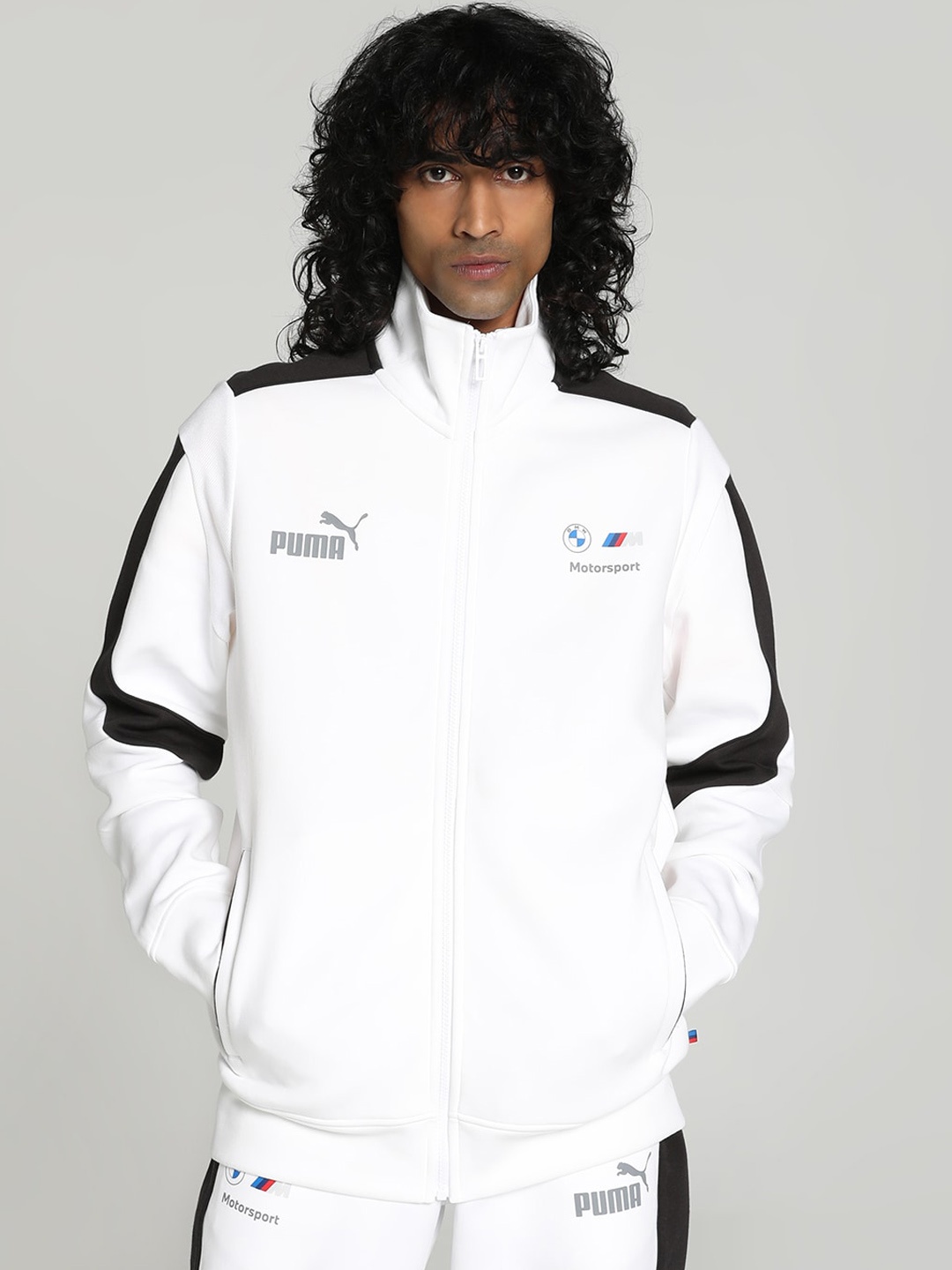PUMA Motorsport BMW M Motorsport MT7+ Colourblocked Cotton Track Jacket, White