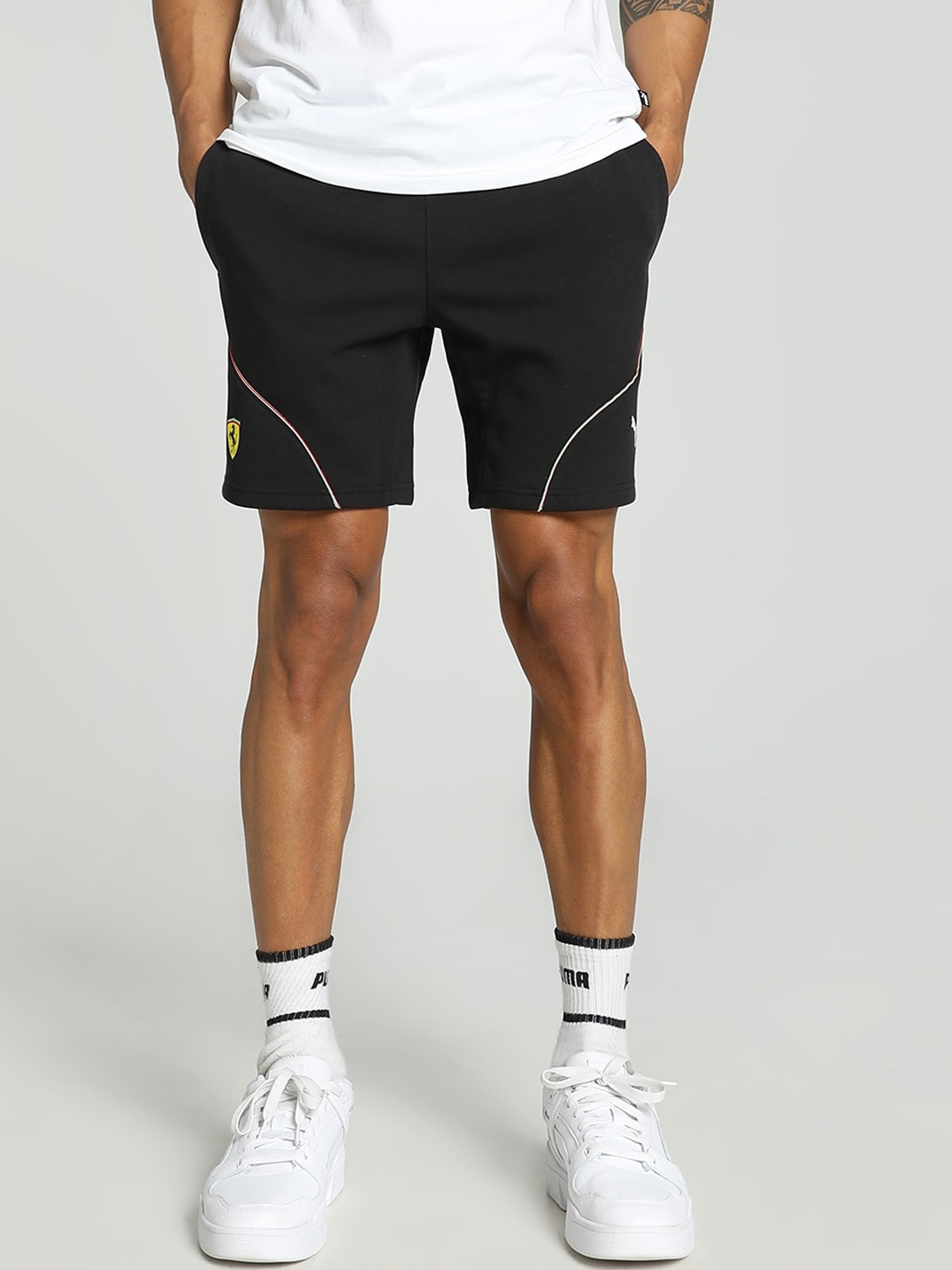 PUMA Motorsport Ferrari Men Mid-Rise Sports Shorts, Black