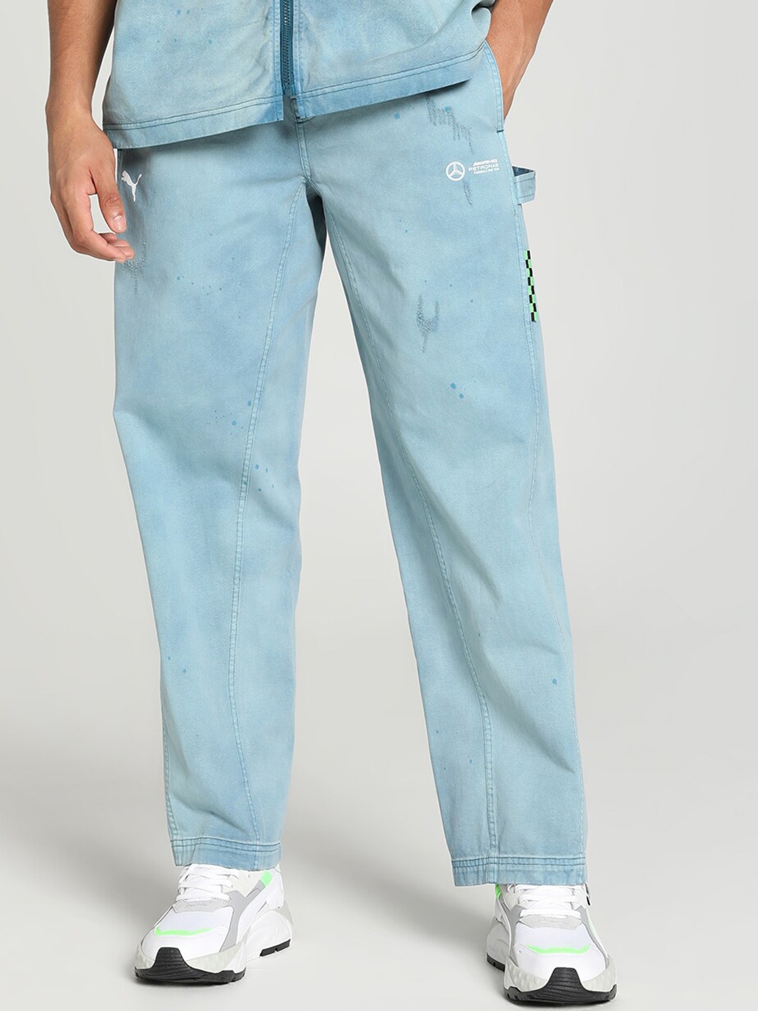 

PUMA Motorsport Mercedes-AMG PETRONAS Men Crew Cotton Track Pants, Blue