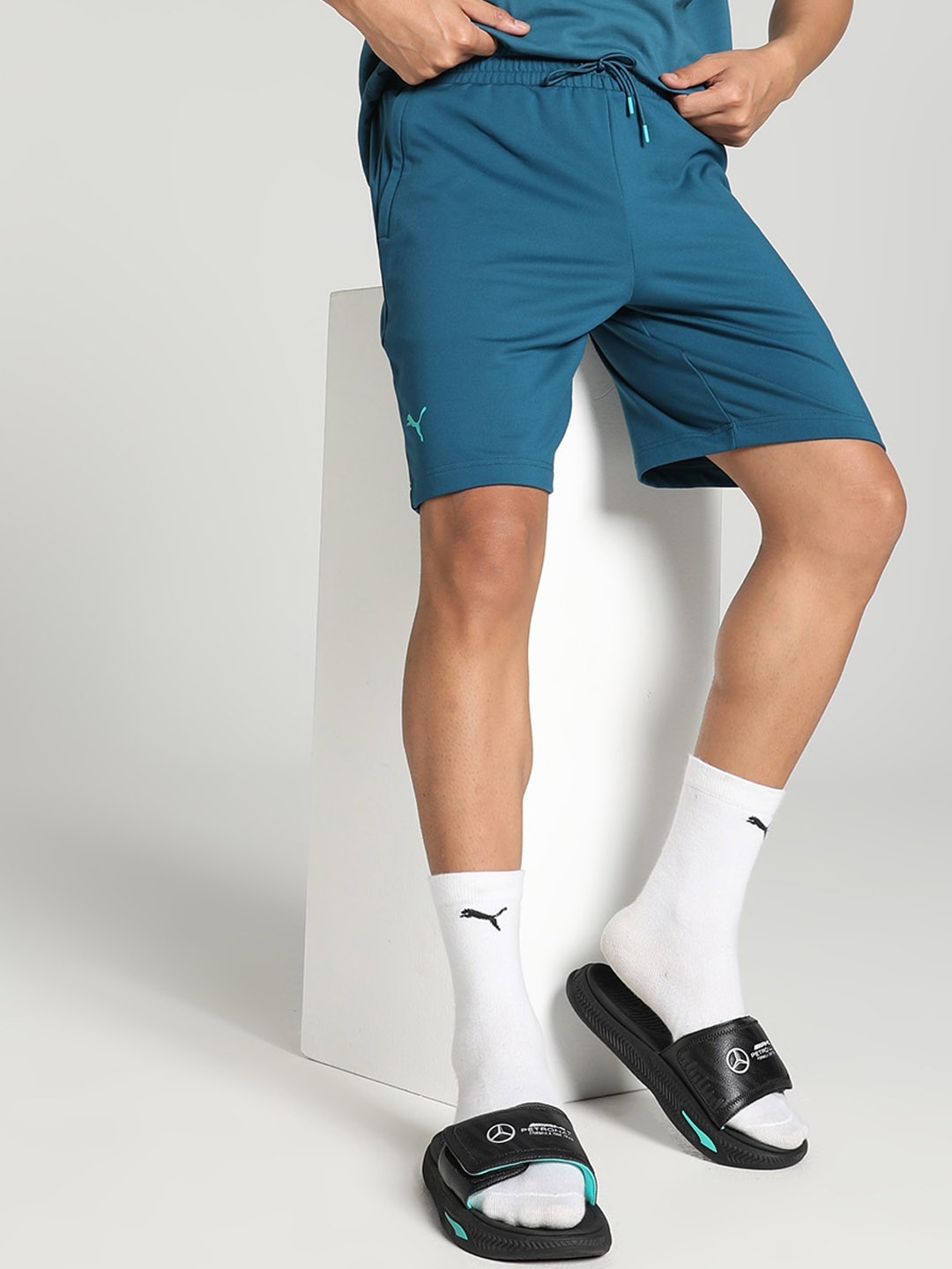 

PUMA Motorsport AMG Men Mid-Rise Sports Shorts, Blue