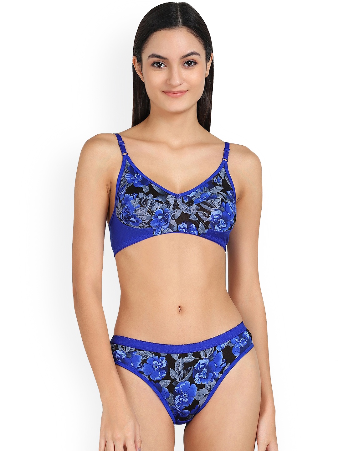 

PIBU Printed Cotton Lingerie Set, Blue