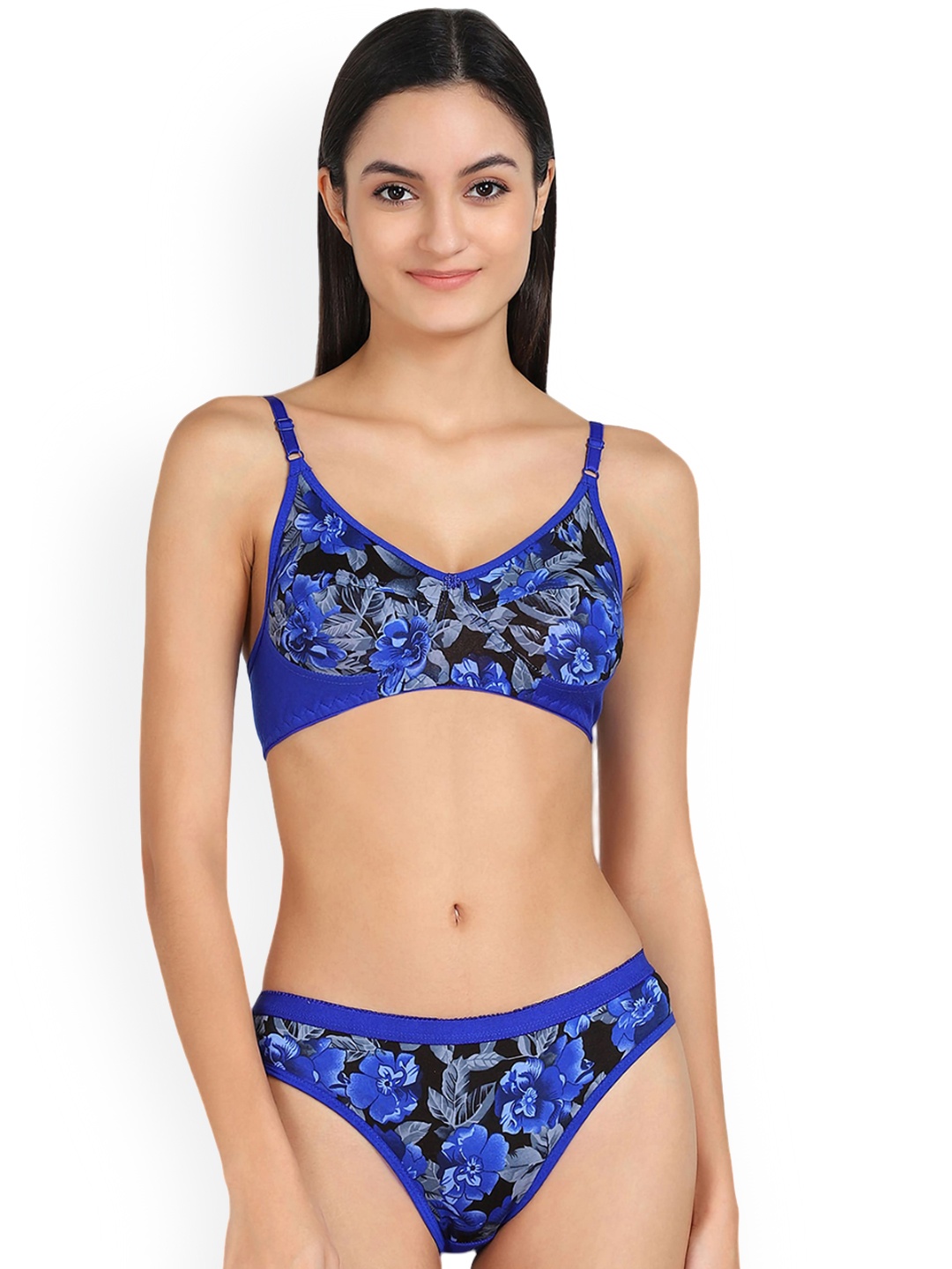 

PIBU Printed Cotton Lingerie Set, Blue