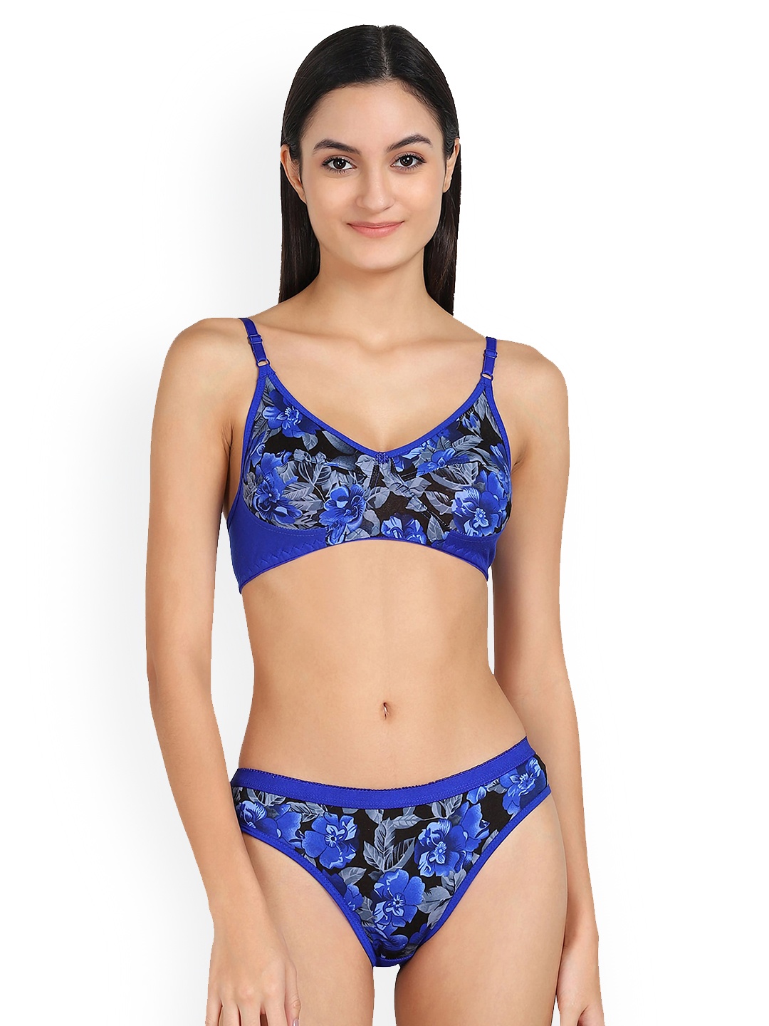 

PIBU Printed Cotton Lingerie Set, Blue