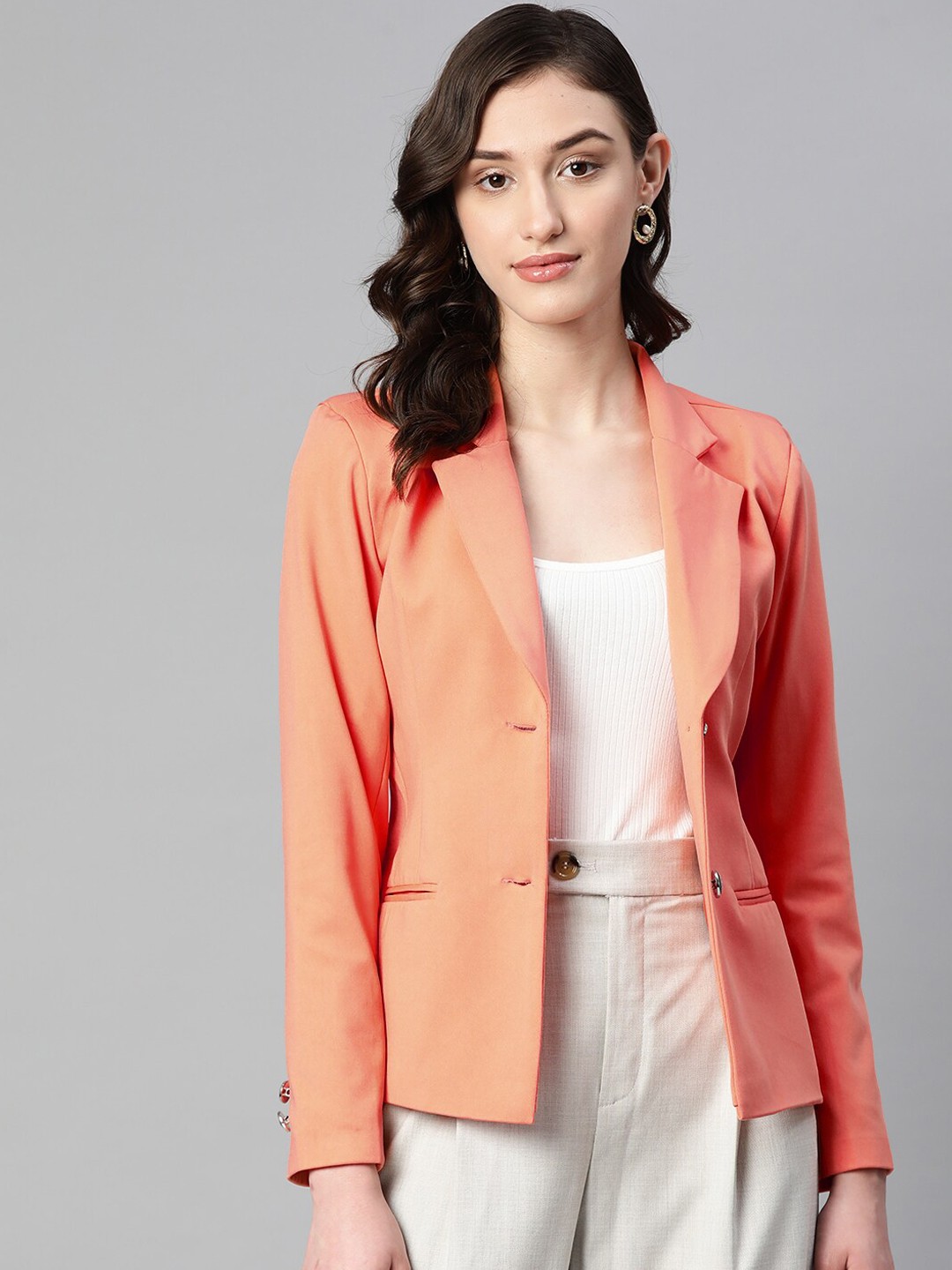 

WESTCLO Slim-Fit Notched Lapel Collar Single-Breasted Casual Blazer, Orange