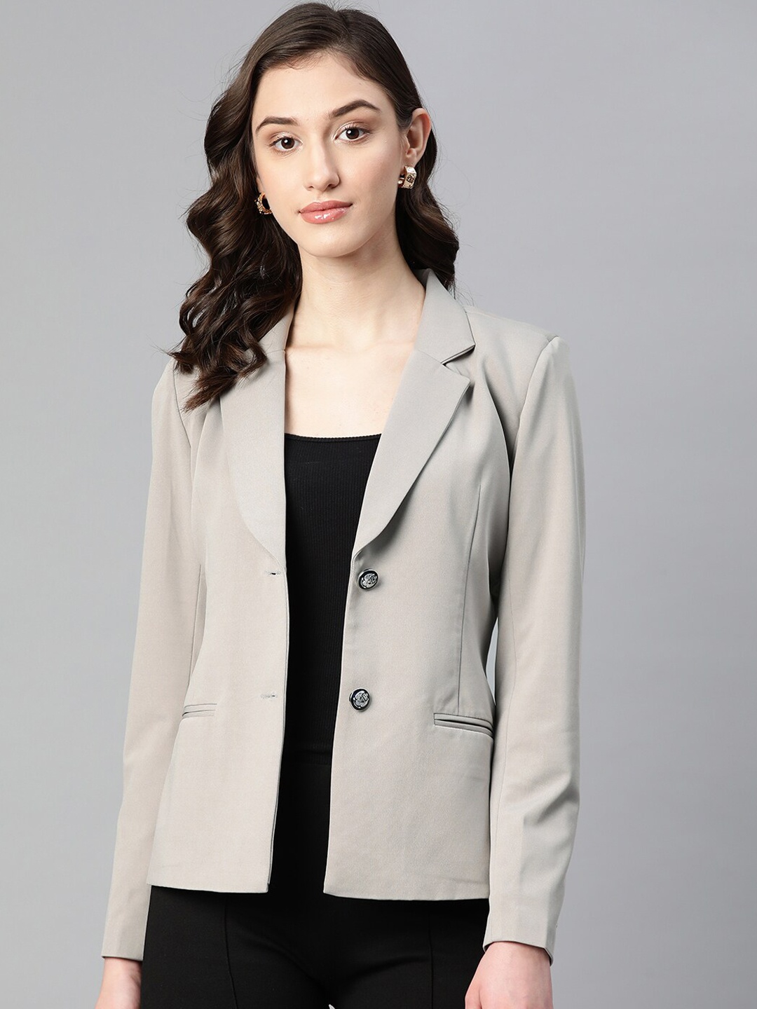 

WESTCLO Slim-Fit Notched Lapel Collar Single-Breasted Casual Blazer, Grey