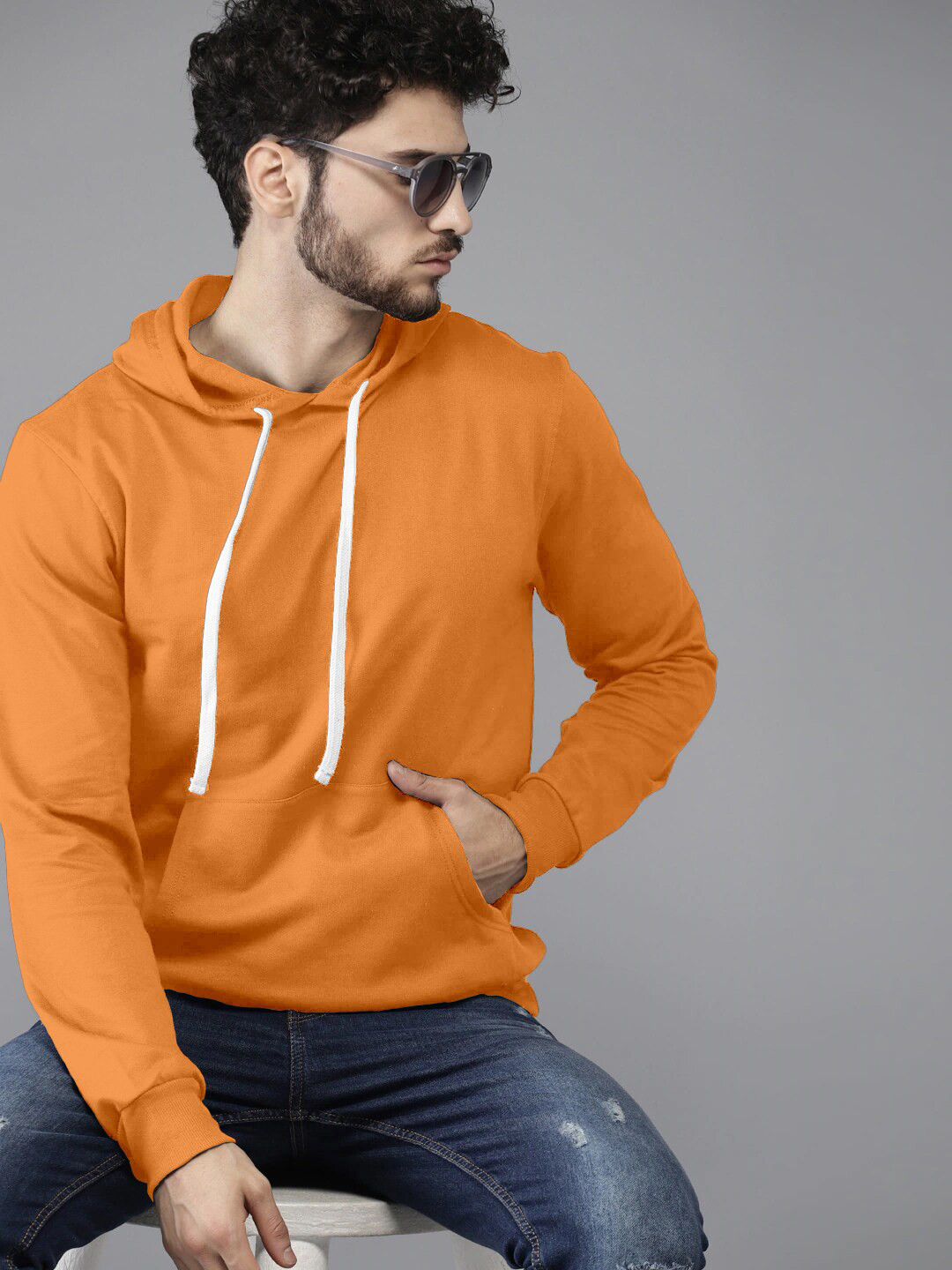 

BAESD Hooded Pullover Cotton Sweatshirt, Orange
