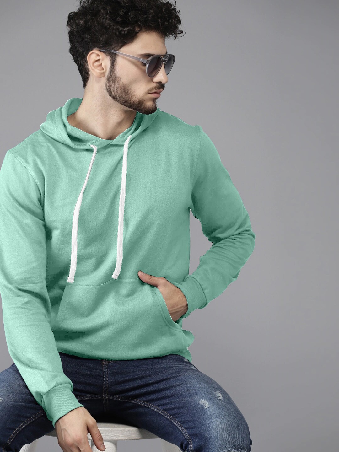 

BAESD Hooded Pullover Cotton Sweatshirt, Sea green