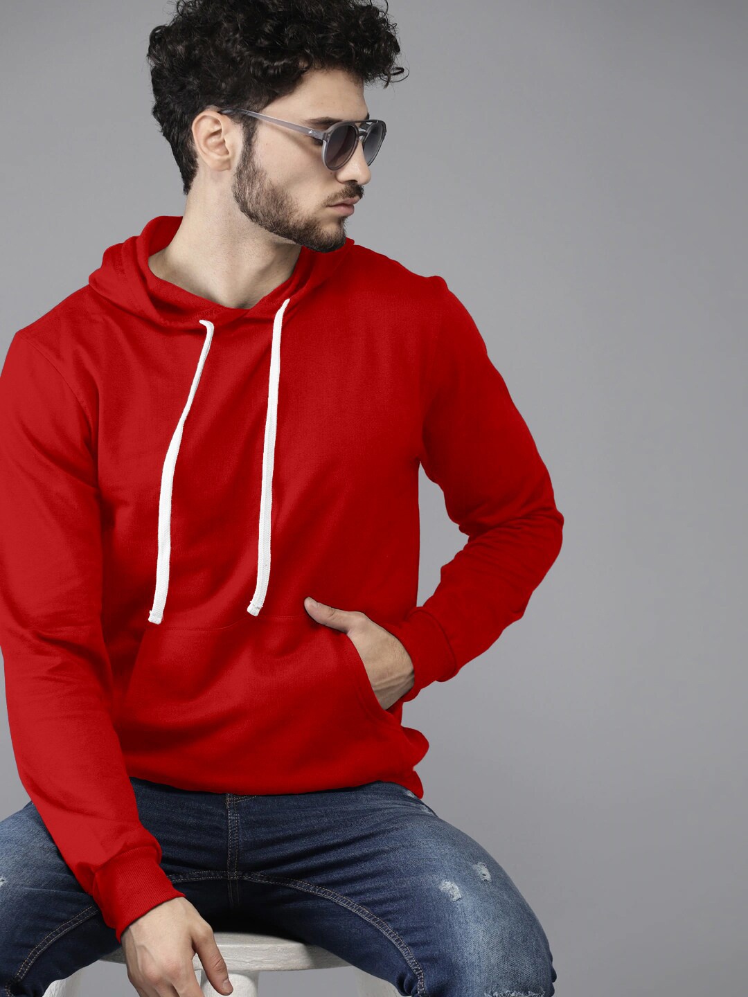 

BAESD Hooded Pullover Cotton Sweatshirt, Red