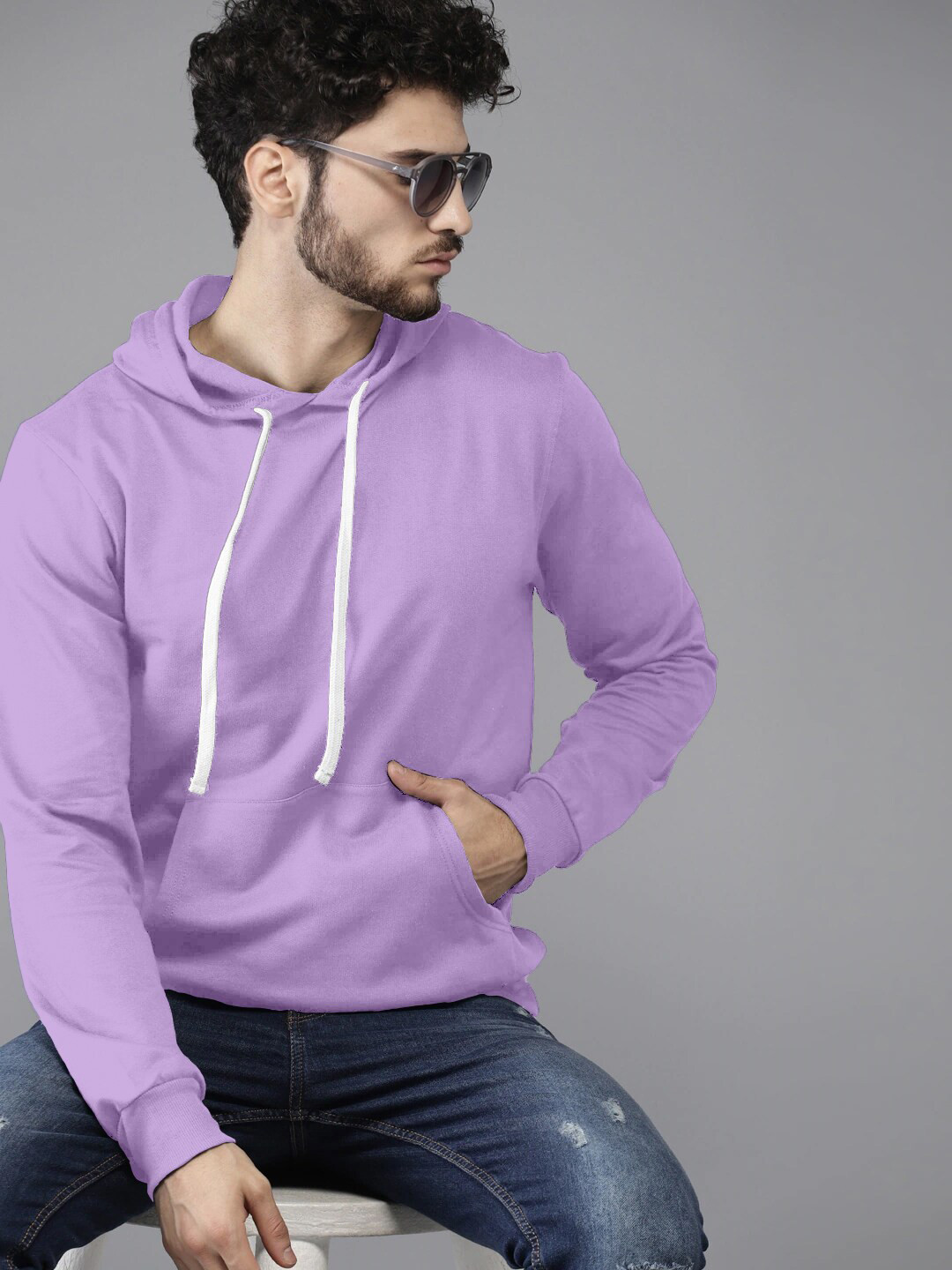 

BAESD Hooded Neck Long Sleeves Cotton Pullover Sweatshirt, Lavender