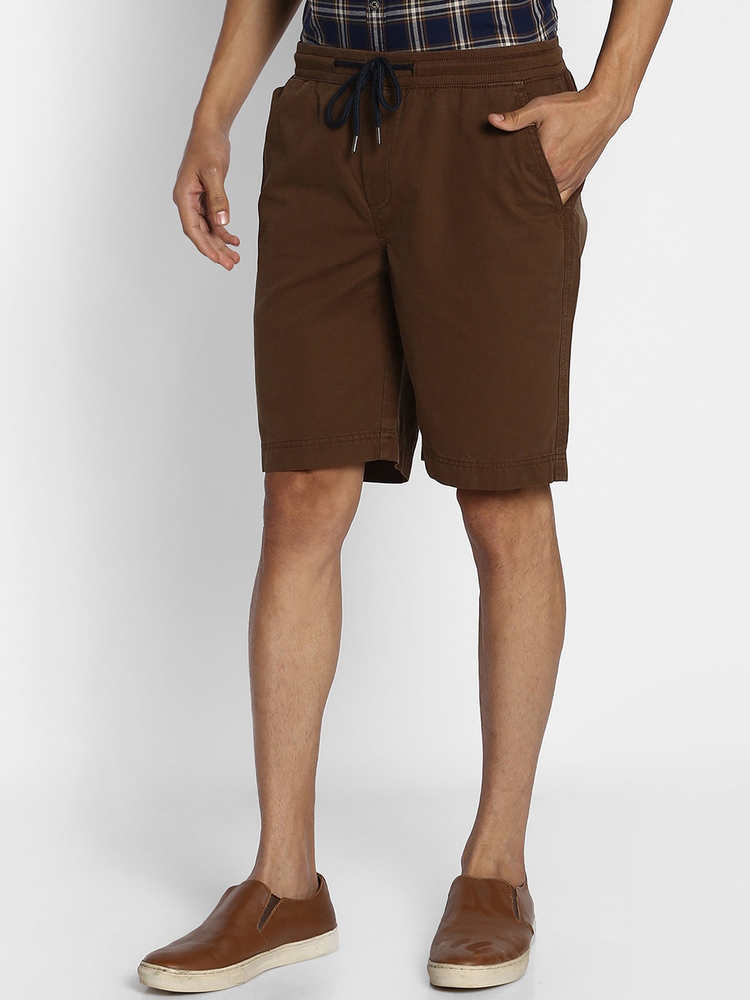 

Red Flame Men Mid Rise Pure Cotton Shorts, Brown