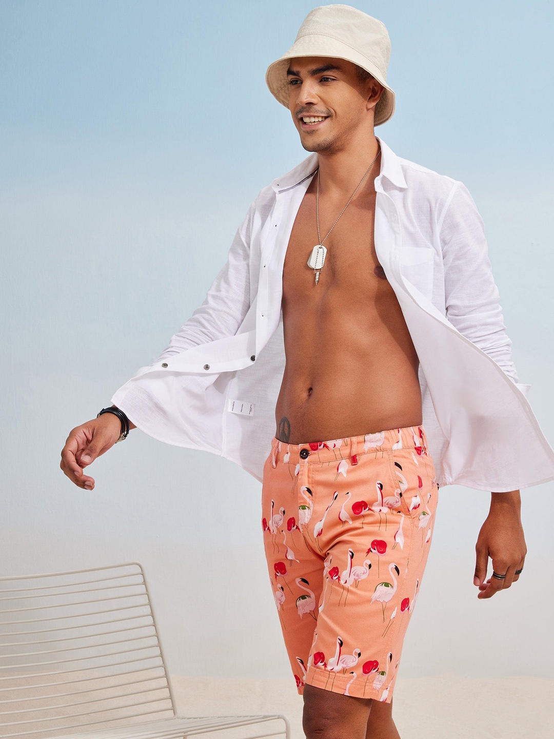 

Red Flame Men Conversational Printed Pure Cotton Shorts, Pink