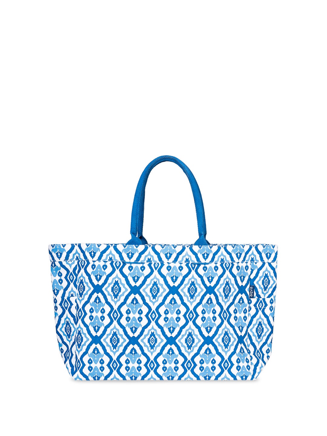 

AQVA Geometric Printed Structured Canvas Tote Bag, White