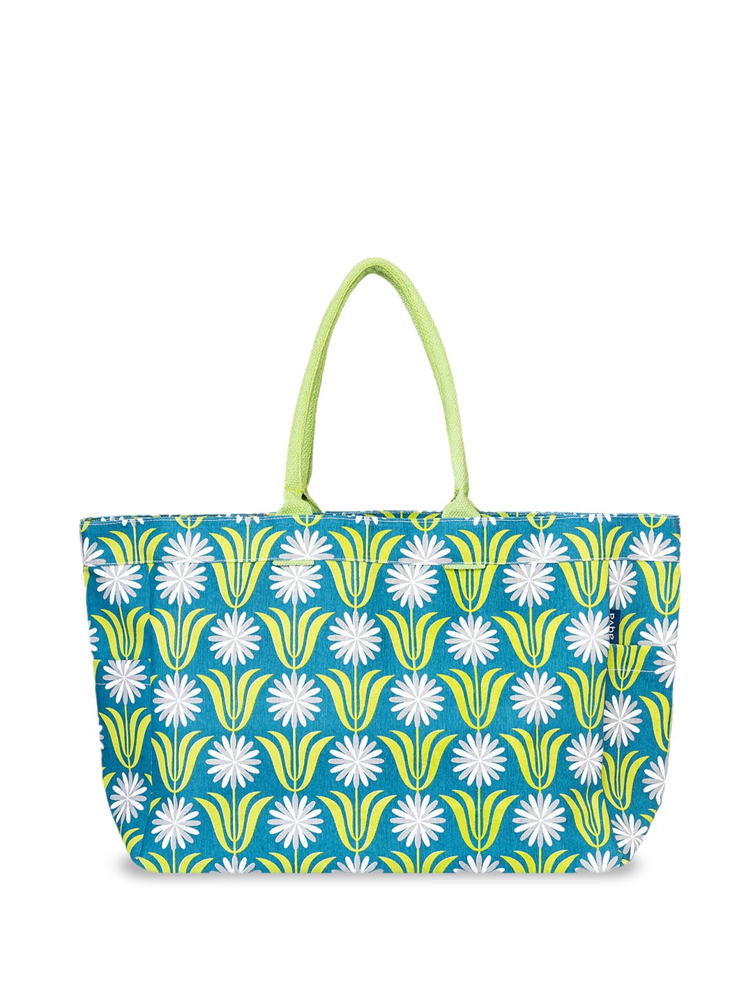 

AQVA Ethnic Motif Printed Structured Cotton Canvas Tote Bag, Green