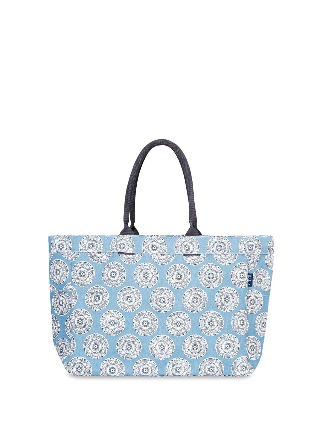 

AQVA Floral Printed Structured Canvas Tote Bag, Blue
