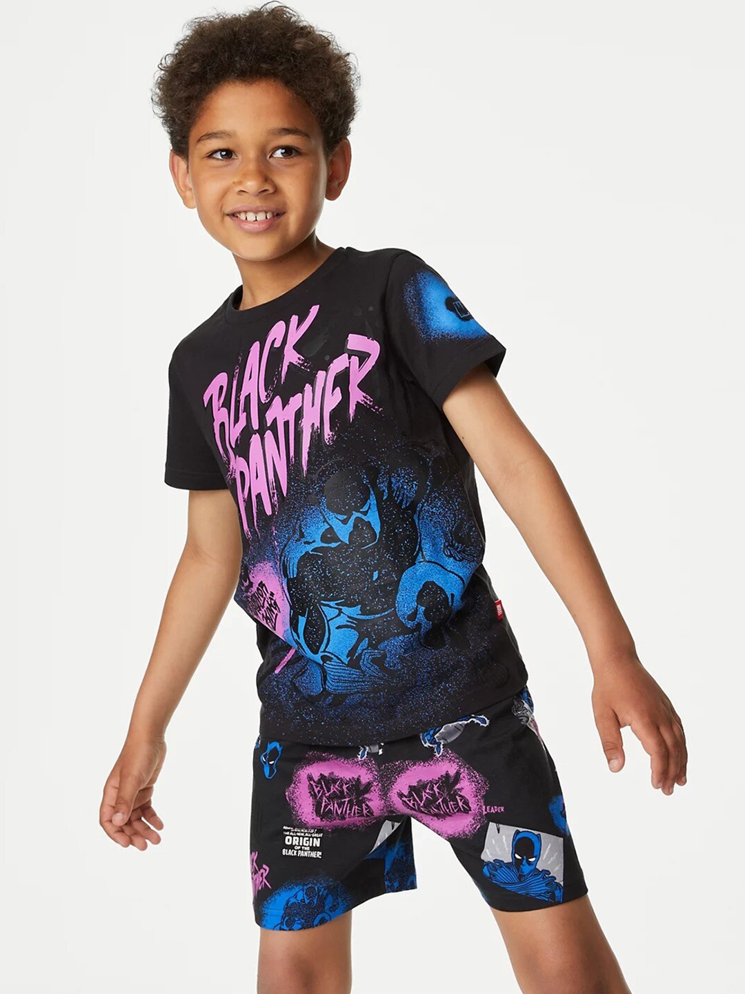 

Marks & Spencer Boys Black Panther Printed Pure Cotton Night suit