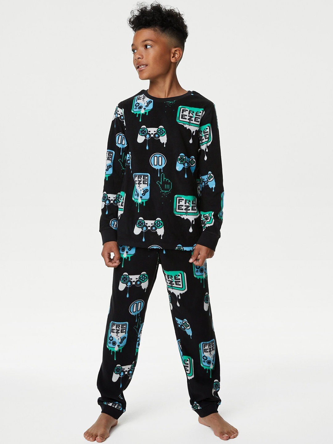 

Marks & Spencer Boys Conversational Printed Night suit, Black