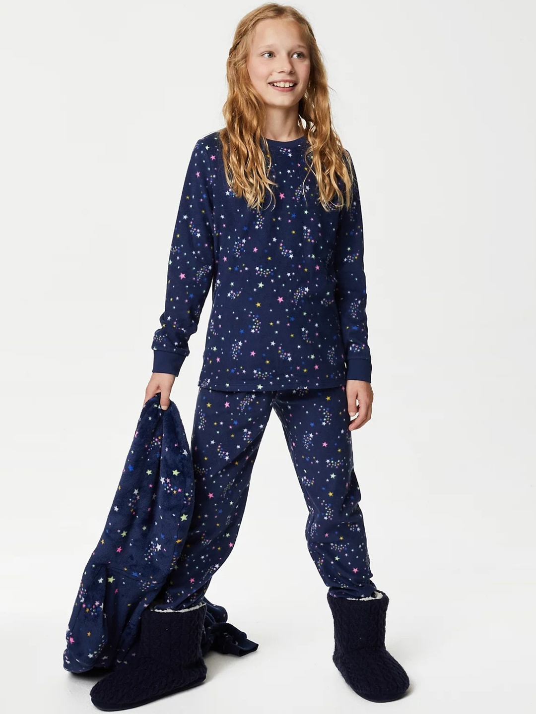 

Marks & Spencer Girls Conversational Printed Night suit, Blue