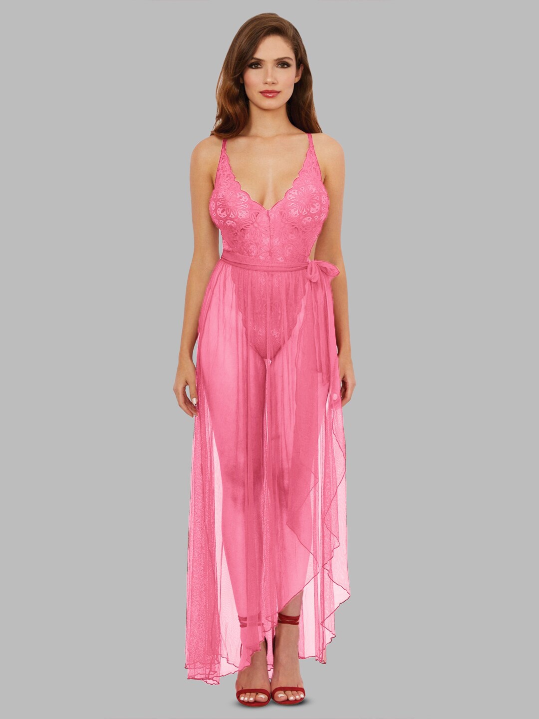 

FIMBUL Net Baby Doll with Asymmetric, Pink