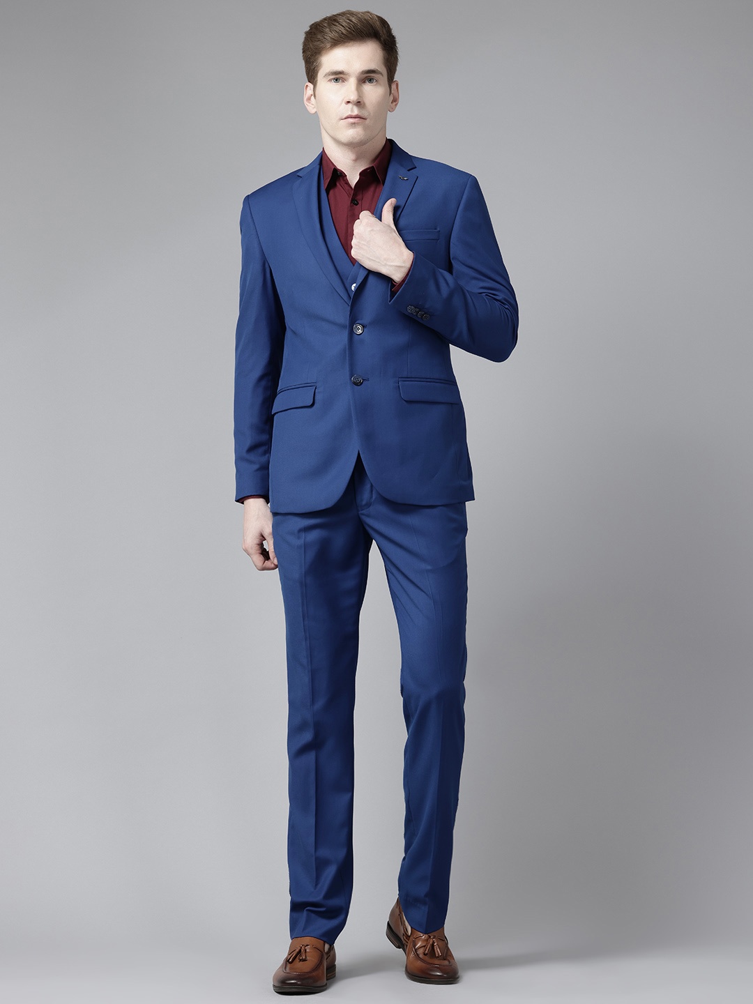 

Park Avenue Formal Super Slim Fit Blazer & Trousers With Waistcoat, Blue