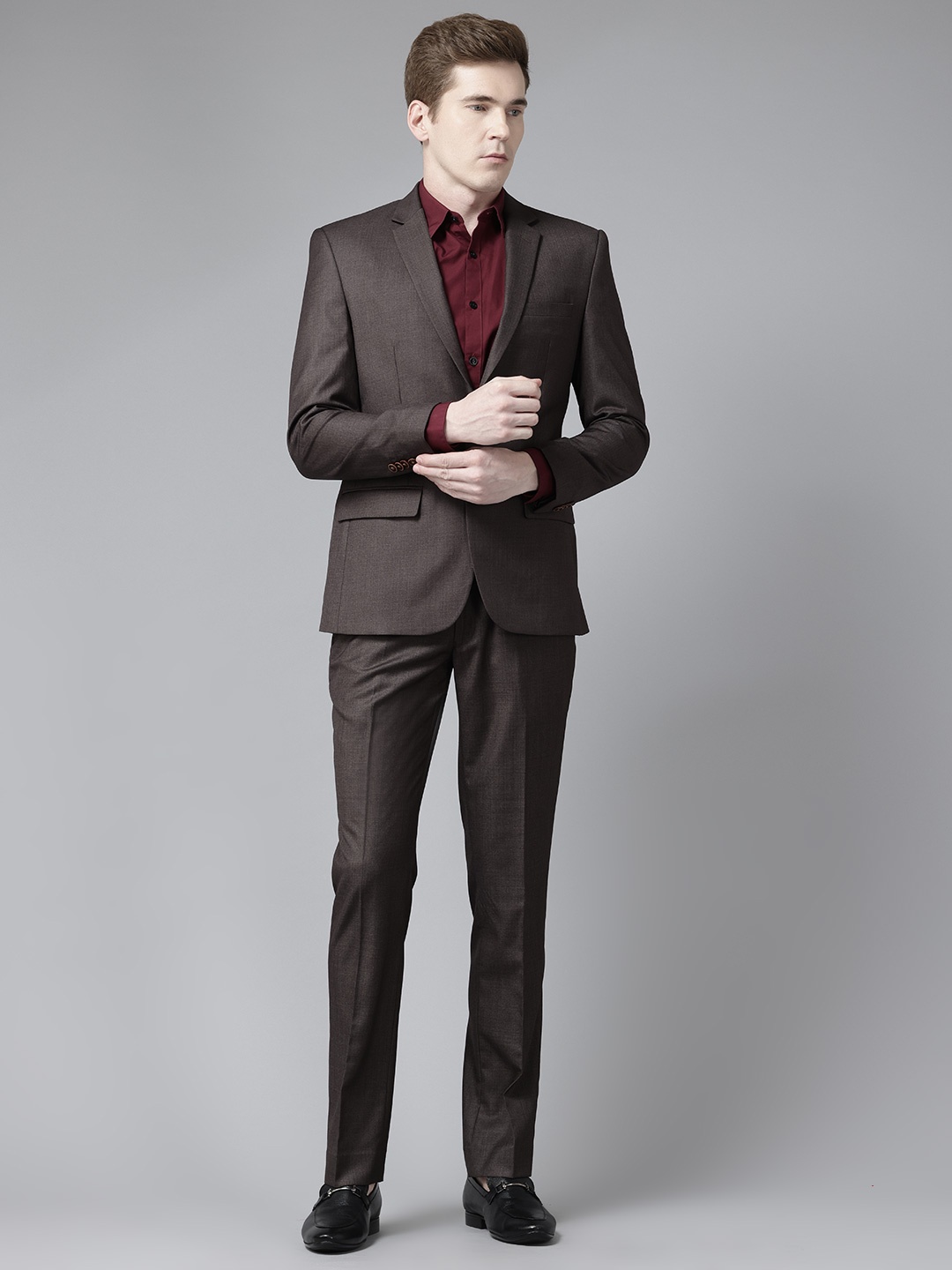 

Park Avenue Slim Fit Blazer & Trousers, Coffee brown