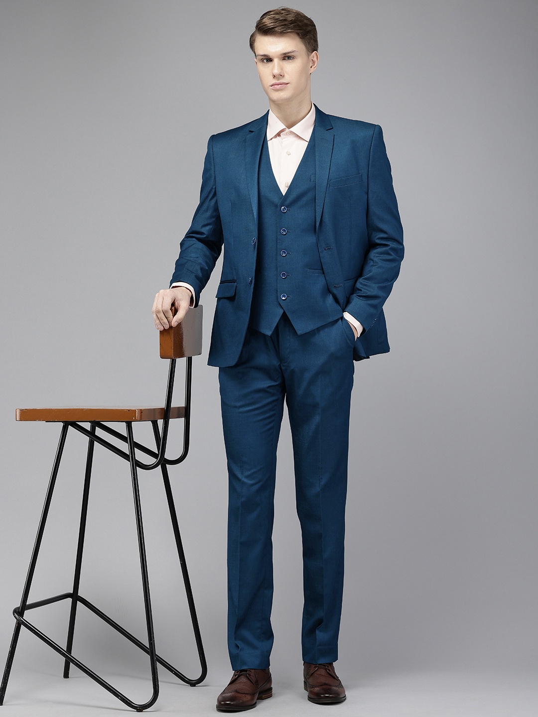 

Park Avenue Single Breasted Super Slim Fit 3 Piece Formal Suits, Teal