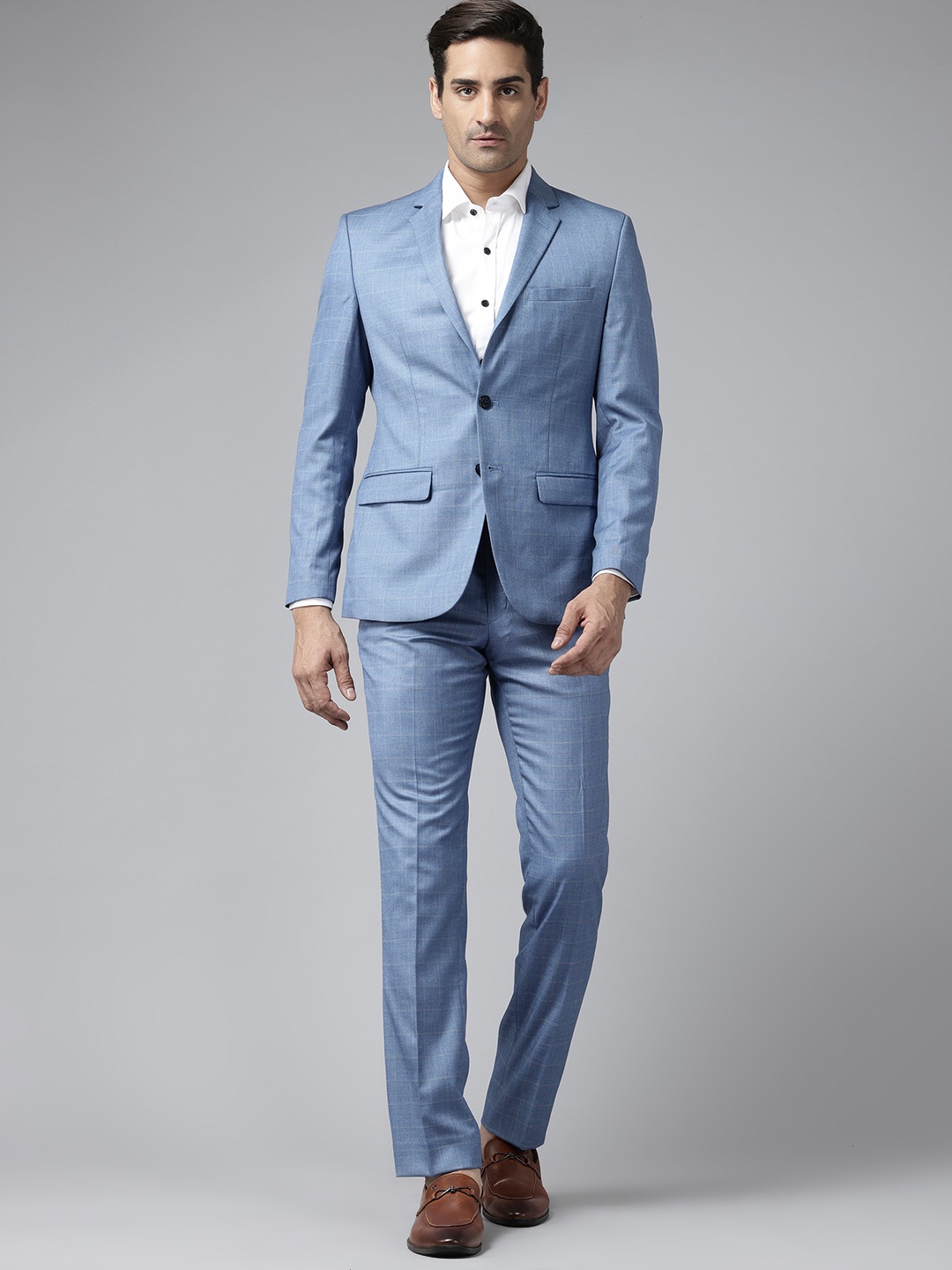 

Park Avenue Checked Slim-Fit Blazer & Trousers, Blue