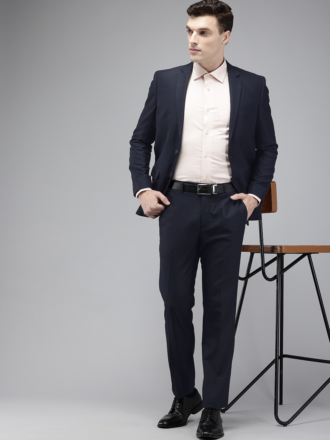 

Park Avenue Slim Fit Notched Lapel Single-Breasted 2 Piece Formal Suits, Navy blue