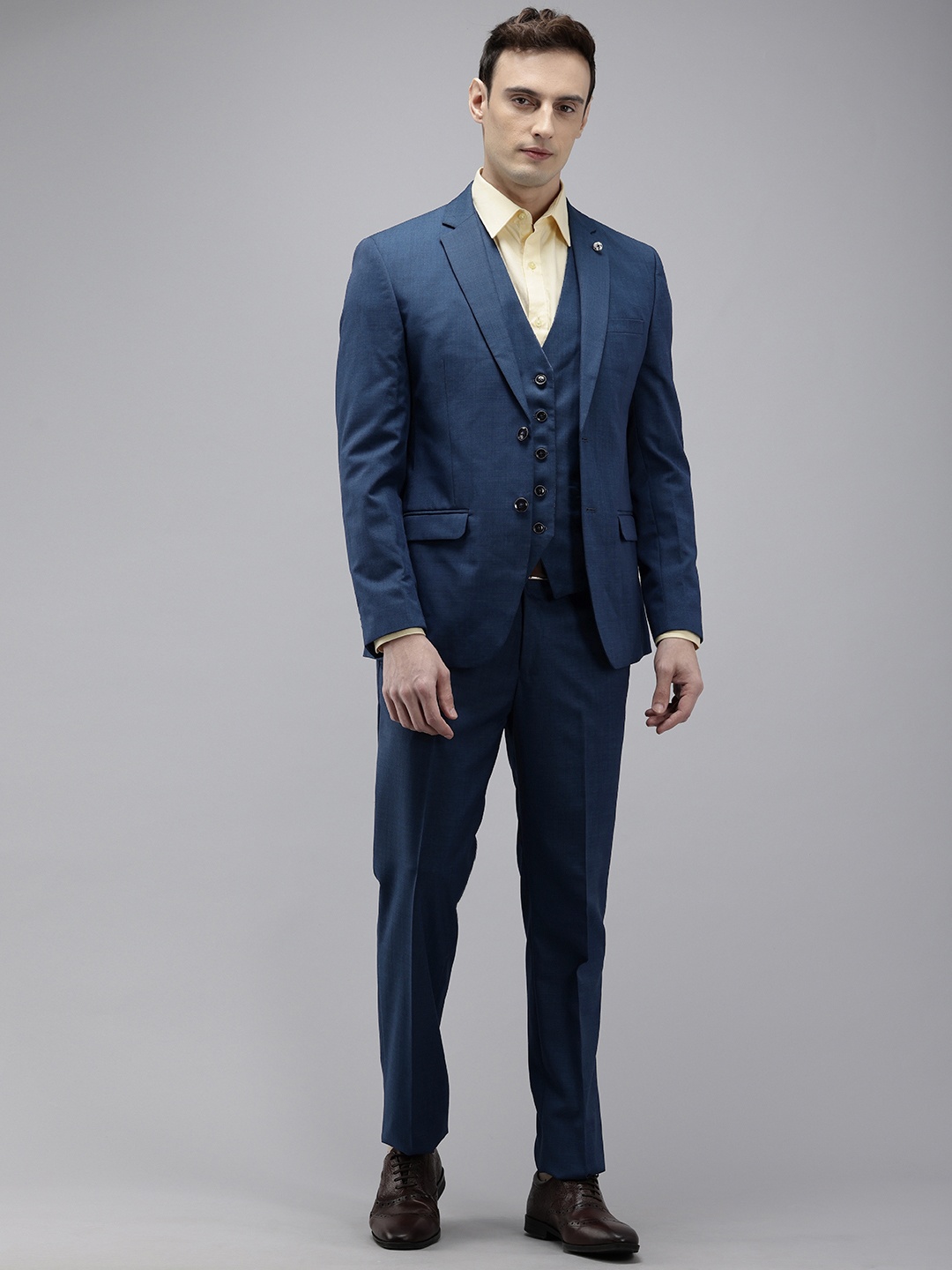 

Park Avenue Single Breasted Slim Fit 3-Piece Part Wear Suit, Blue