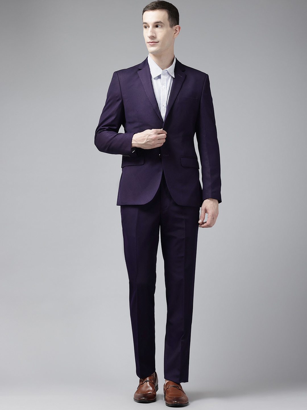 

Park Avenue Notched Lapel Collar Slim Fit 2 Piece Formal Suit, Violet