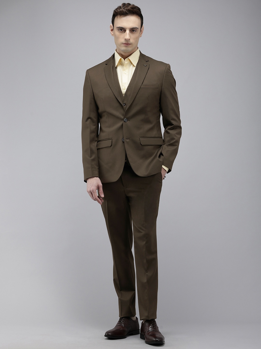 

Park Avenue Super Slim Fit Single Breasted 3-Peice Formal Suit, Olive