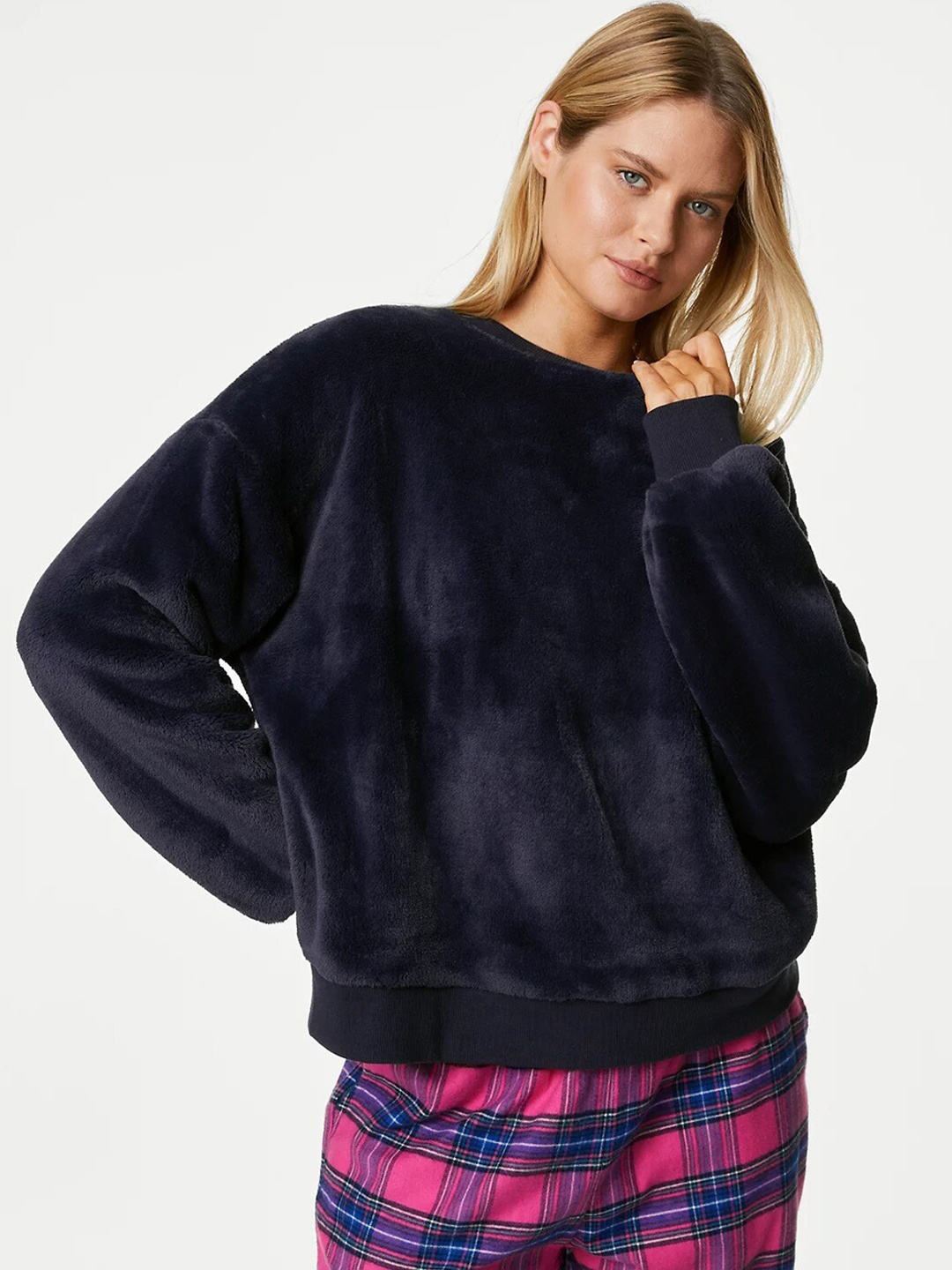 

Marks & Spencer Round Neck Lounge Sweatshirt, Navy blue