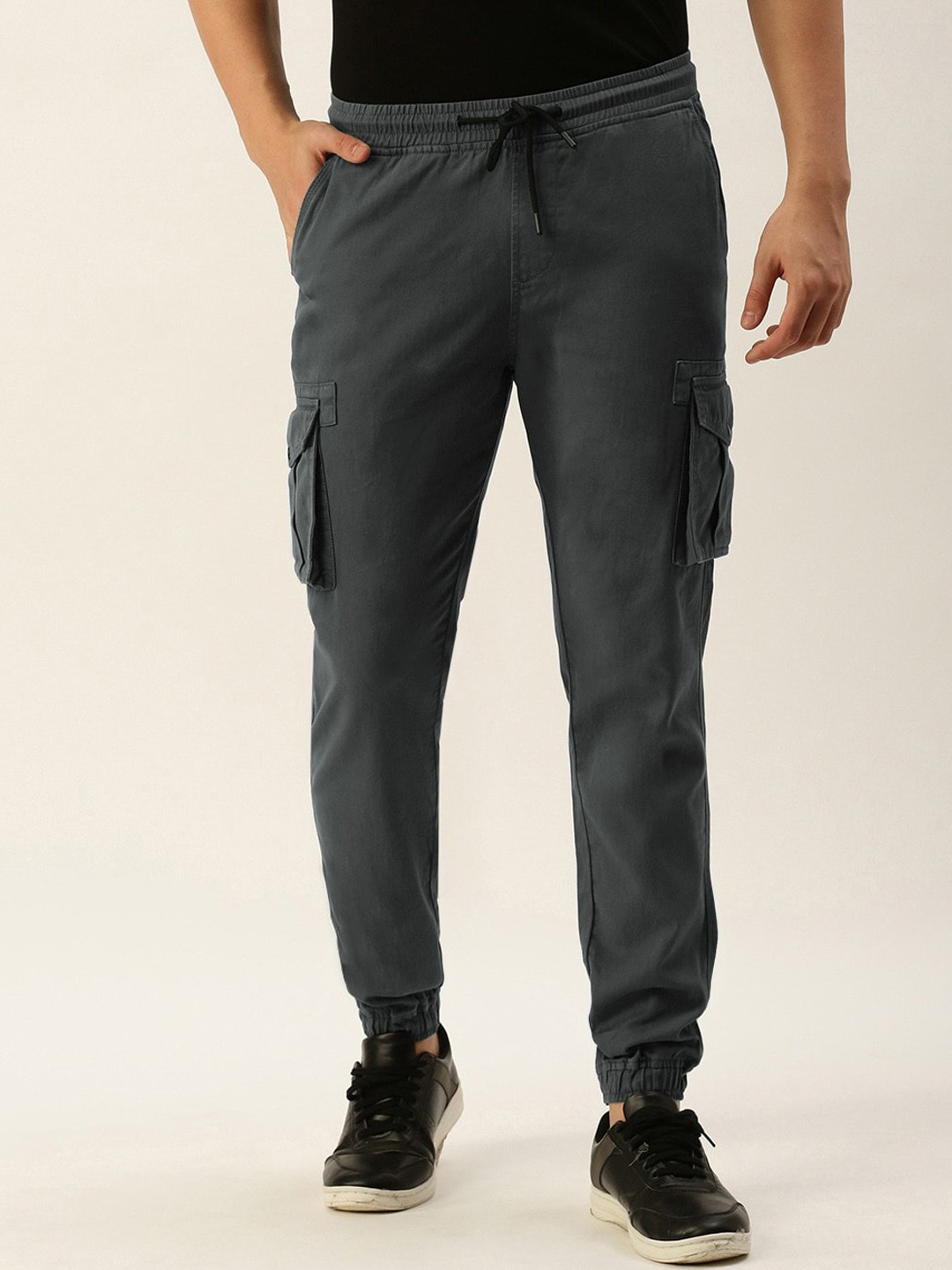 

IVOC Men Slim Fit Pure Cotton Cargo Joggers, Grey