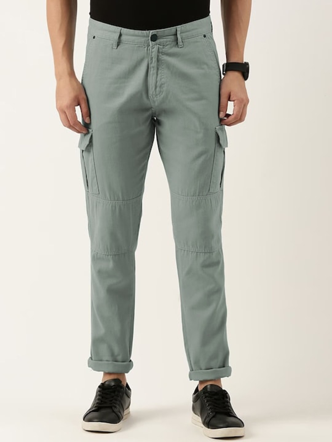 

IVOC Men Slim Fit Pure Cotton Cargos Trousers, Grey