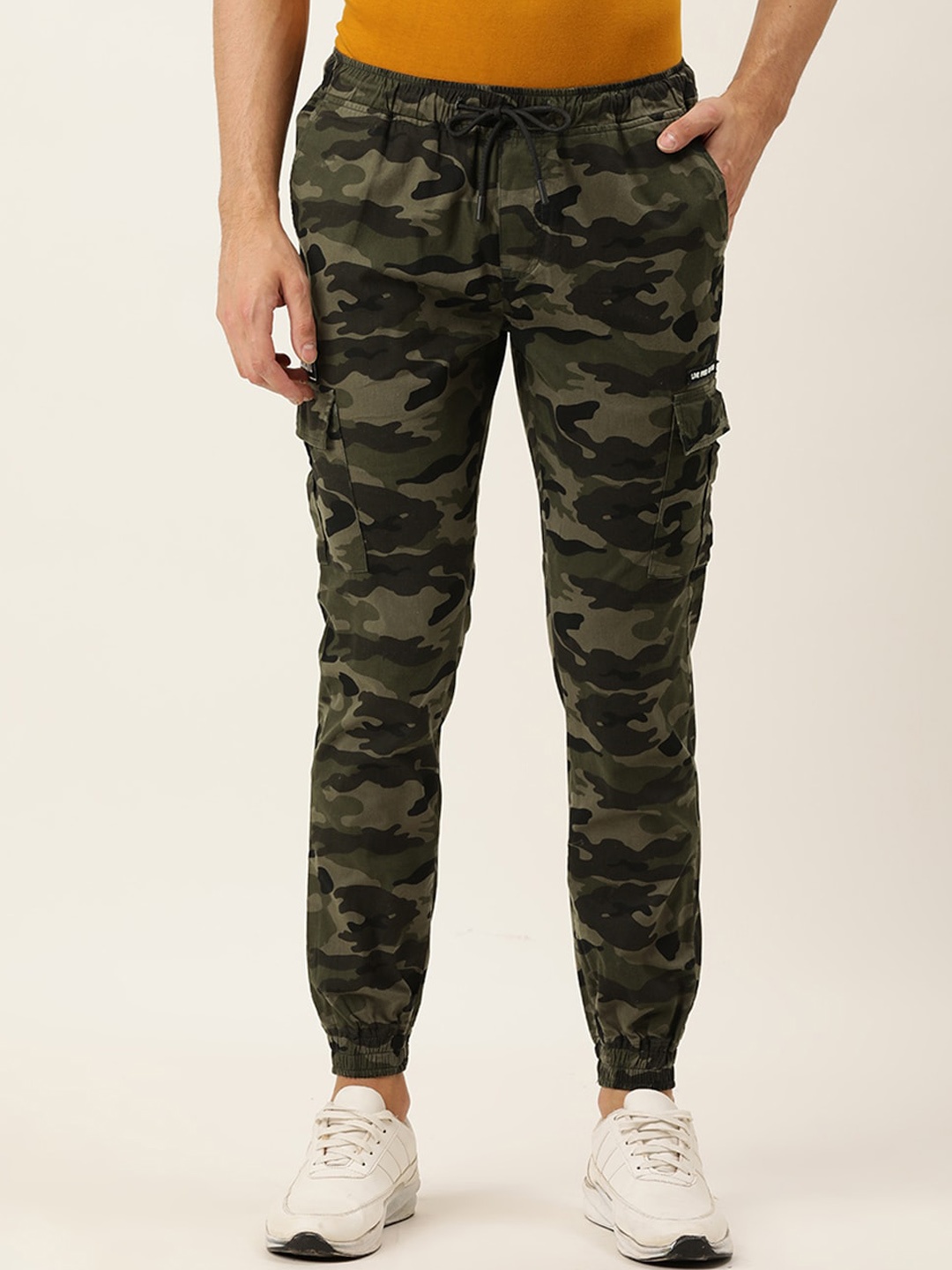 

IVOC Men Camouflage Printed Slim Fit Joggers, Olive