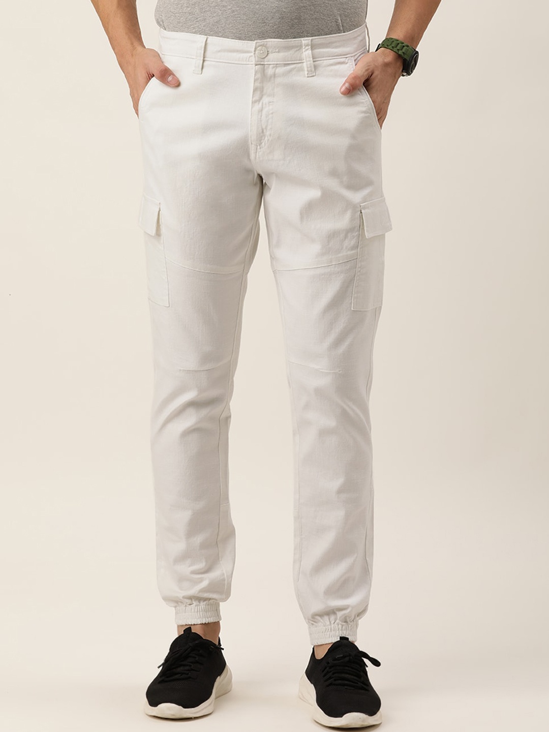 

IVOC Men Slim Fit Cargos Joggers, White