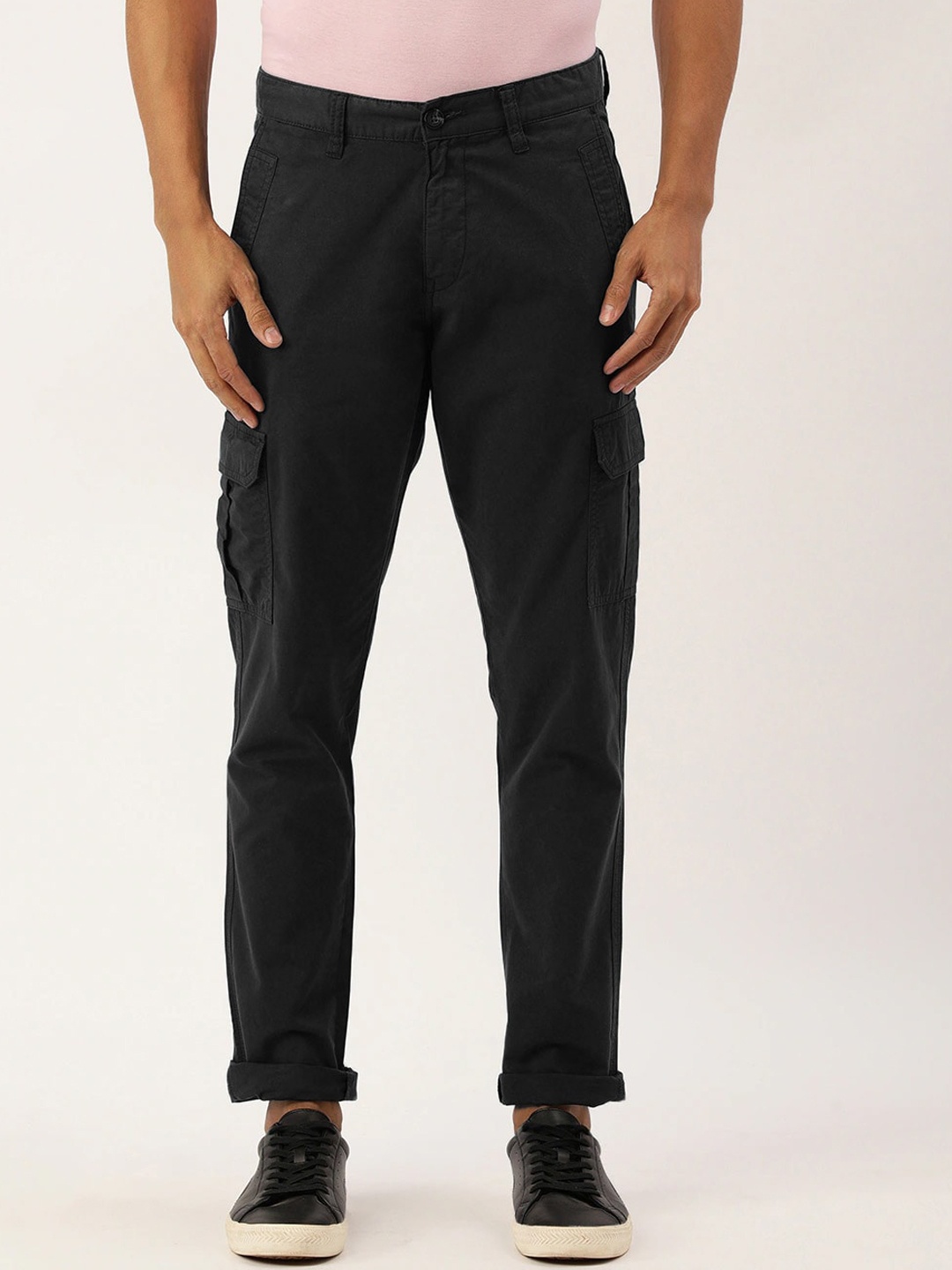 

IVOC Men Slim Fit Pure Cotton Cargos Trousers, Grey