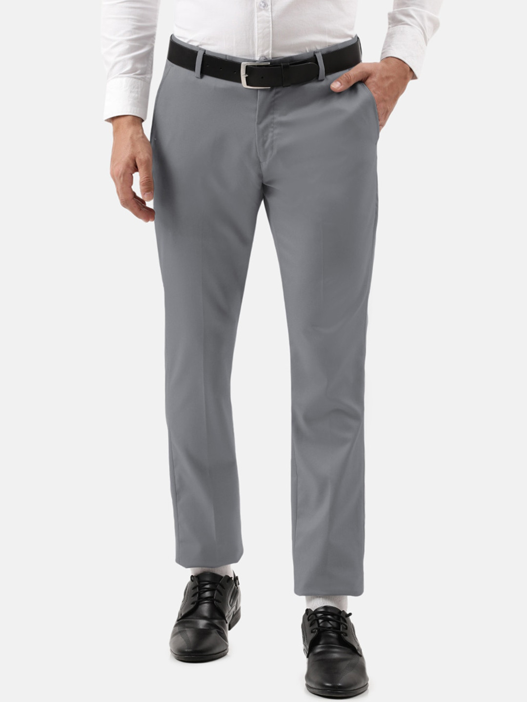 

IVOC Men Slim Fit Cotton Formal Trousers, Grey