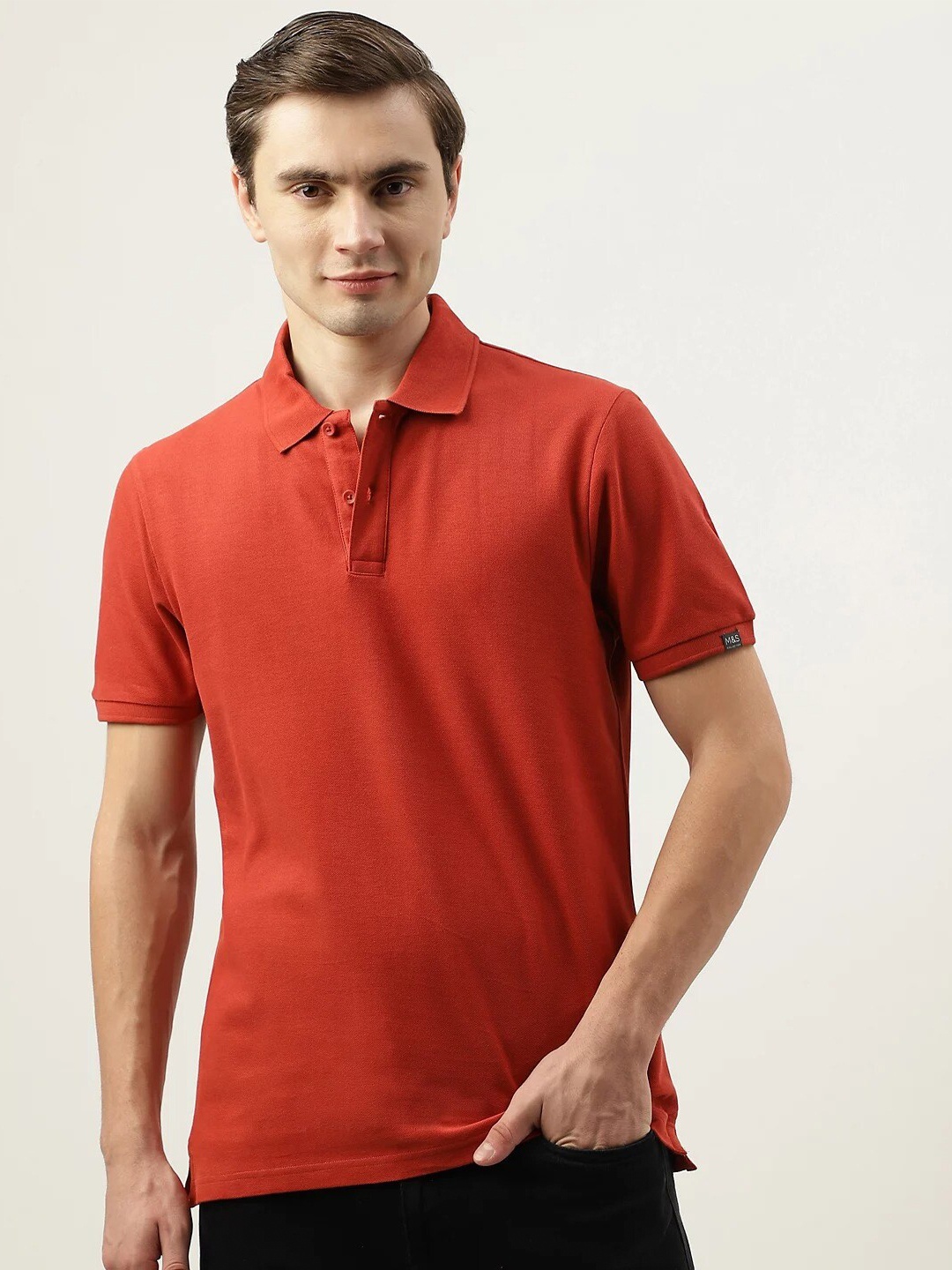 

Marks & Spencer Polo Collar Short Sleeves Regular T-shirt, Maroon