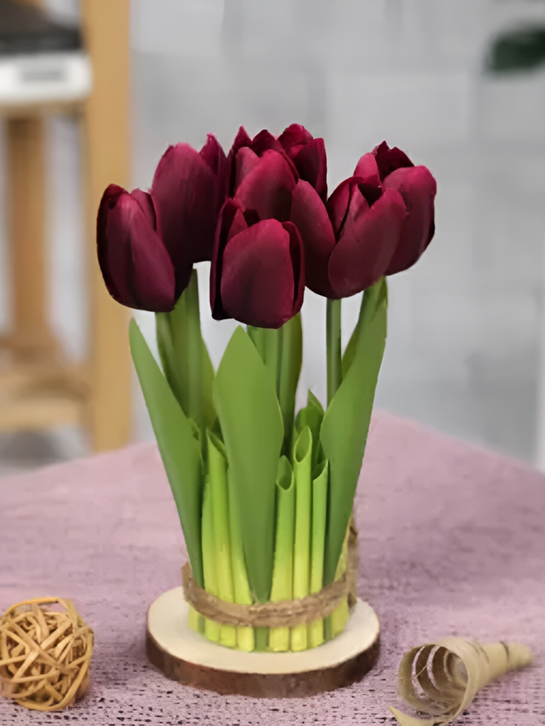 

Satyam Kraft Maroon Polyester Tulip Artificial Flower