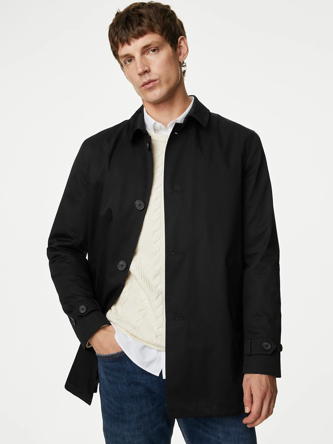 

Marks & Spencer Spread Collar Longline Tailored Jacket, Black
